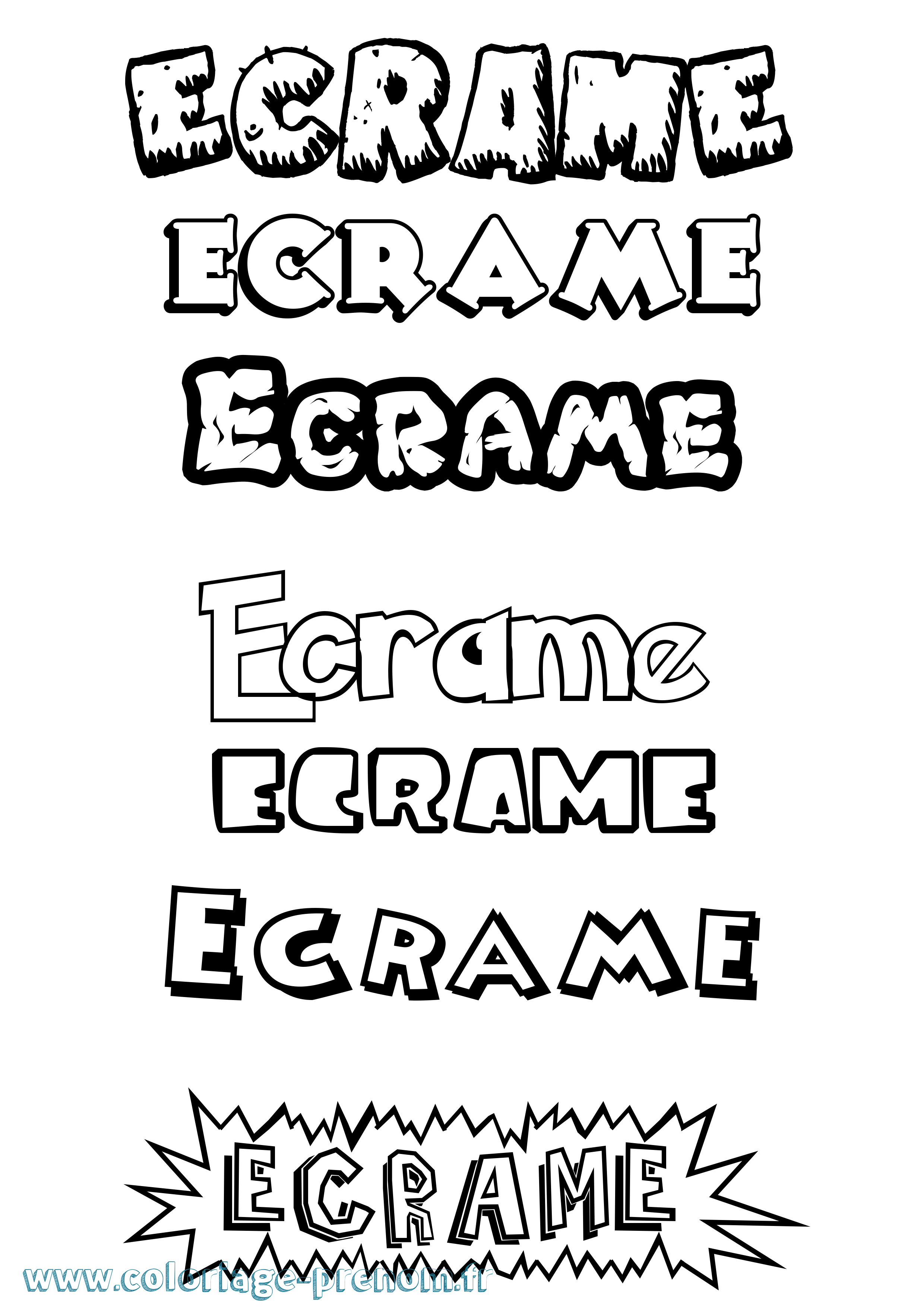 Coloriage Ecrame Dessin Animé Coloriage prénom Ecrame Dessin Animé