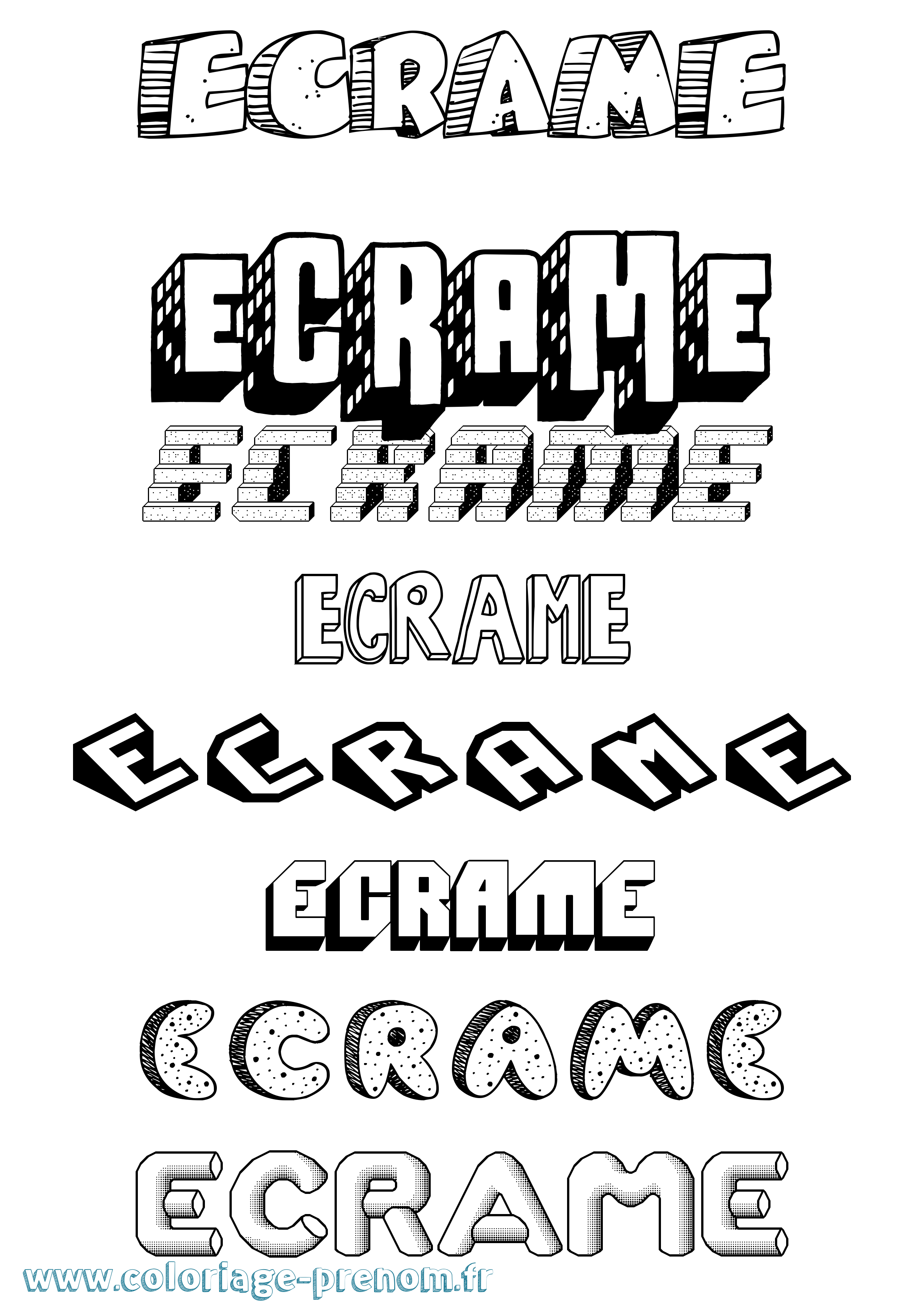 Coloriage Ecrame Effet 3D Coloriage prénom Ecrame Effet 3D