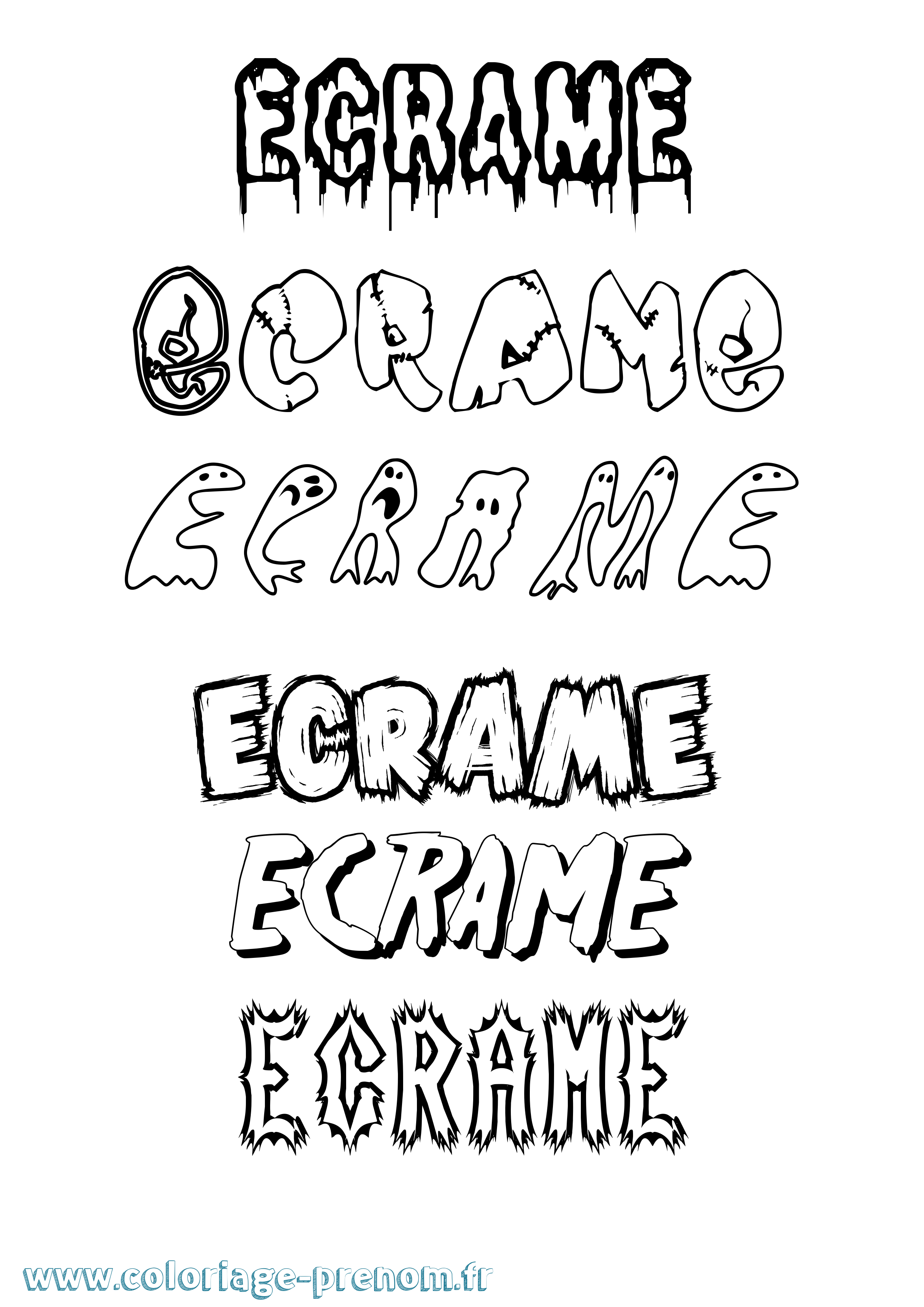 Coloriage Ecrame Frisson Coloriage prénom Ecrame Frisson