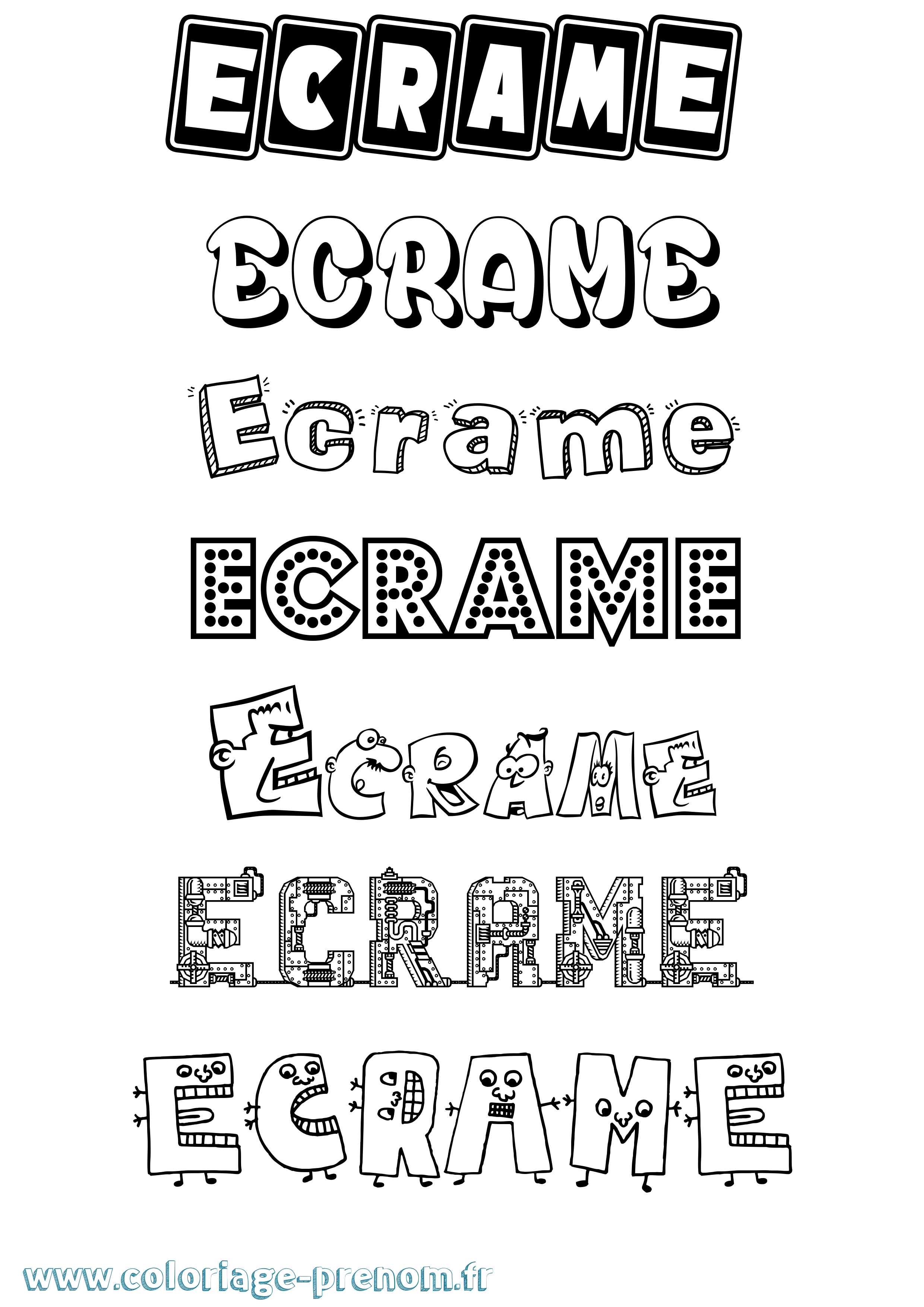 Coloriage Ecrame Fun Coloriage prénom Ecrame Fun