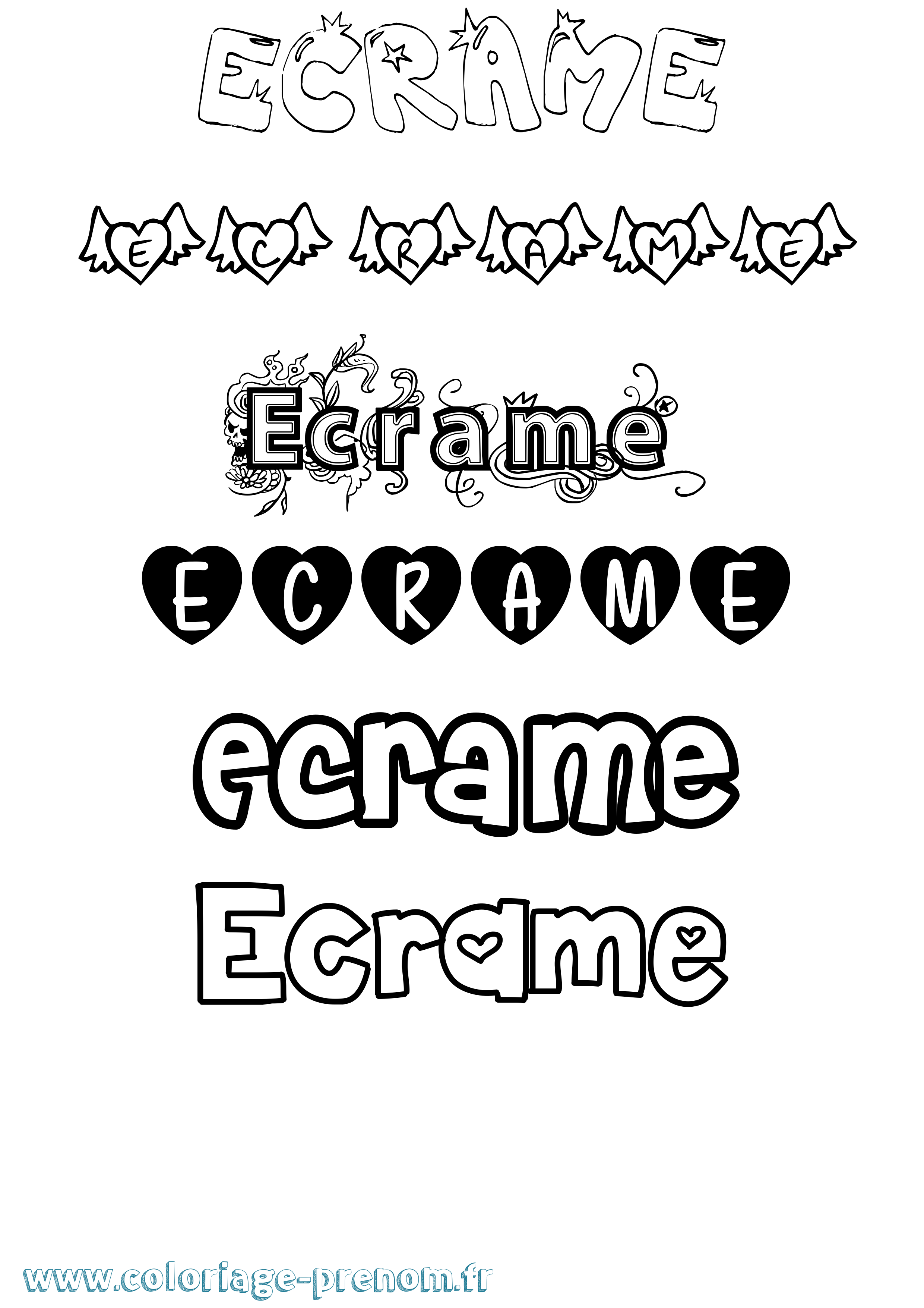 Coloriage Ecrame Girly Coloriage prénom Ecrame Girly