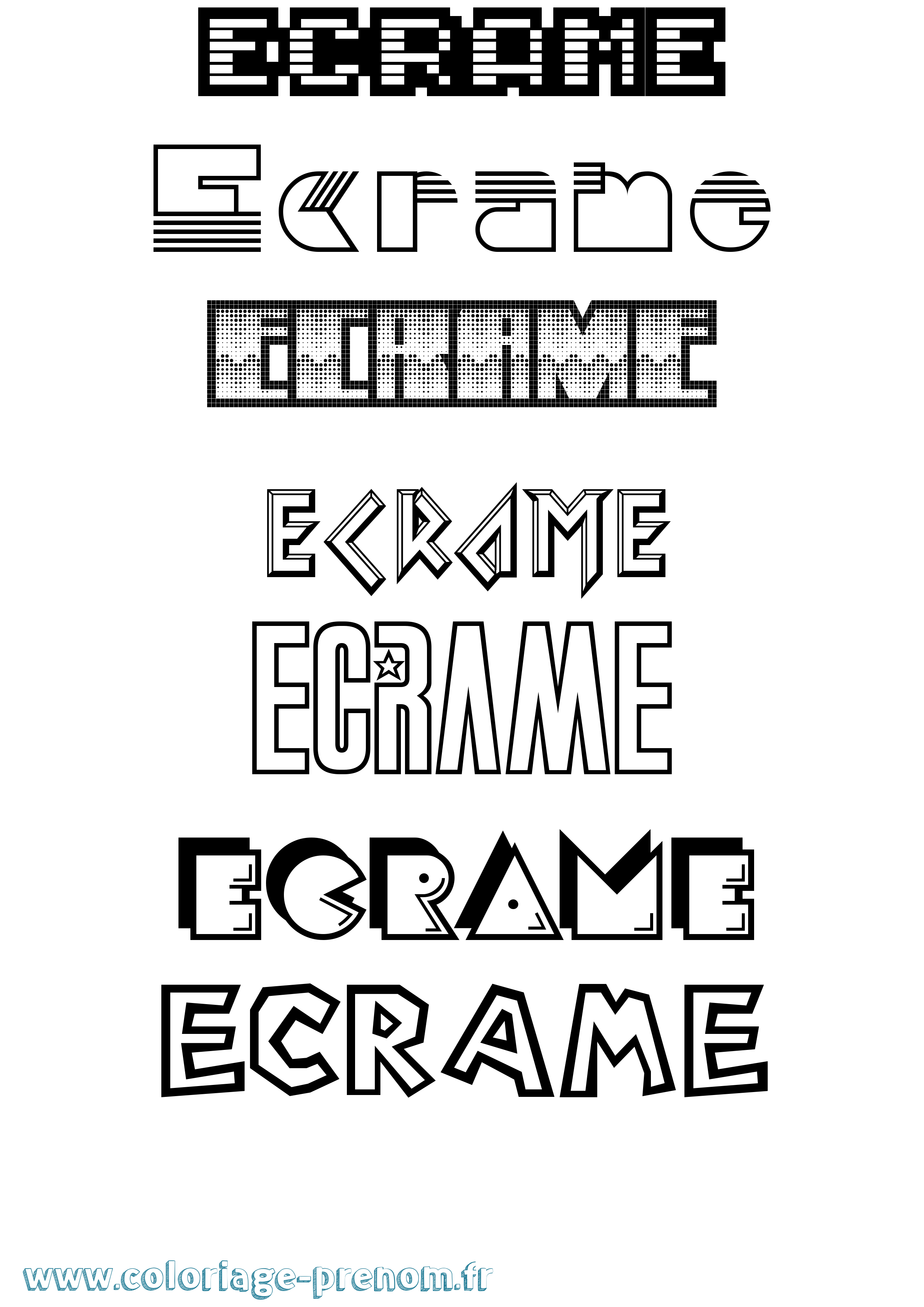 Coloriage Ecrame Jeux Vidéos Coloriage prénom Ecrame Jeux Vidéos