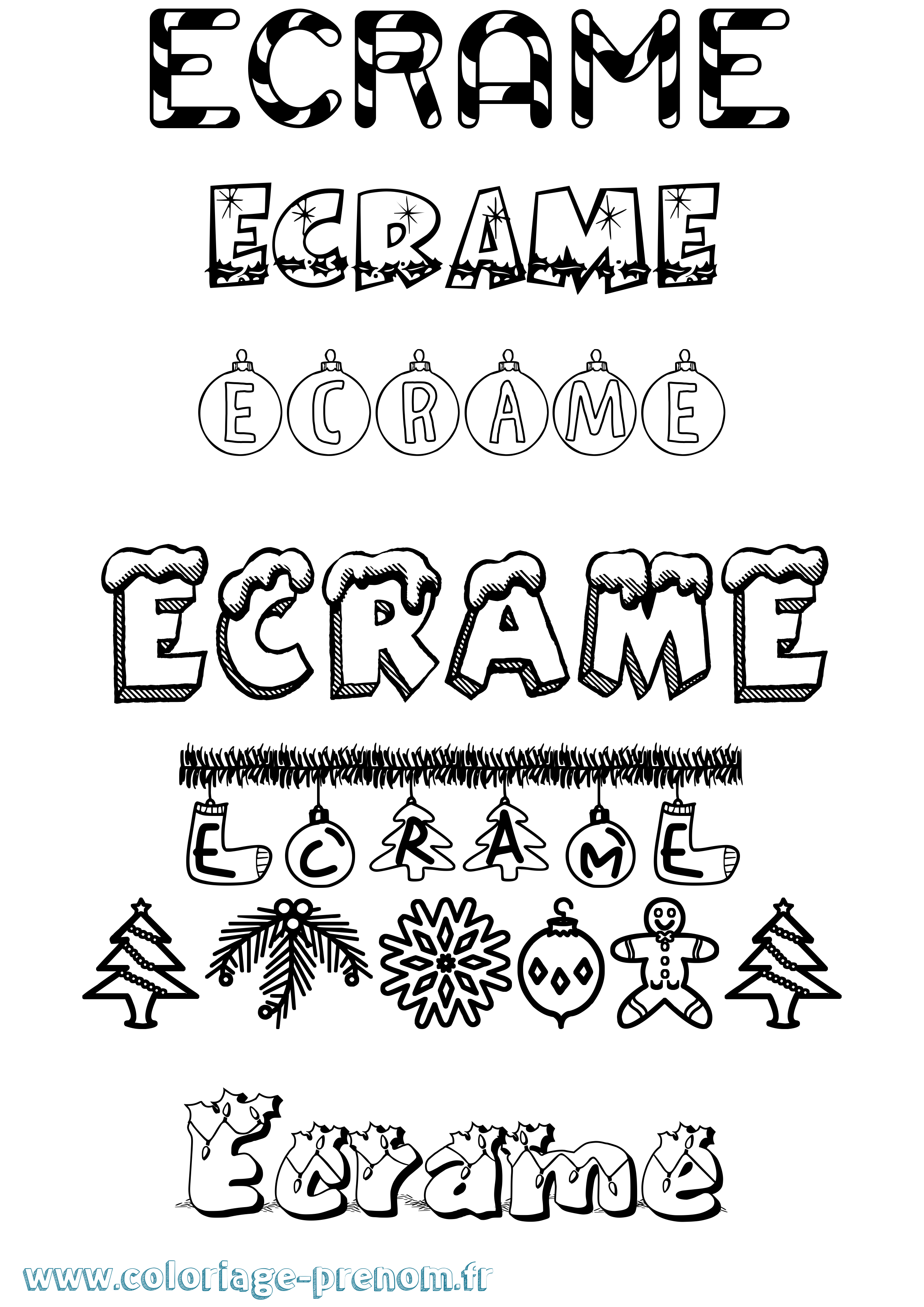 Coloriage Ecrame Noël Coloriage prénom Ecrame Noël