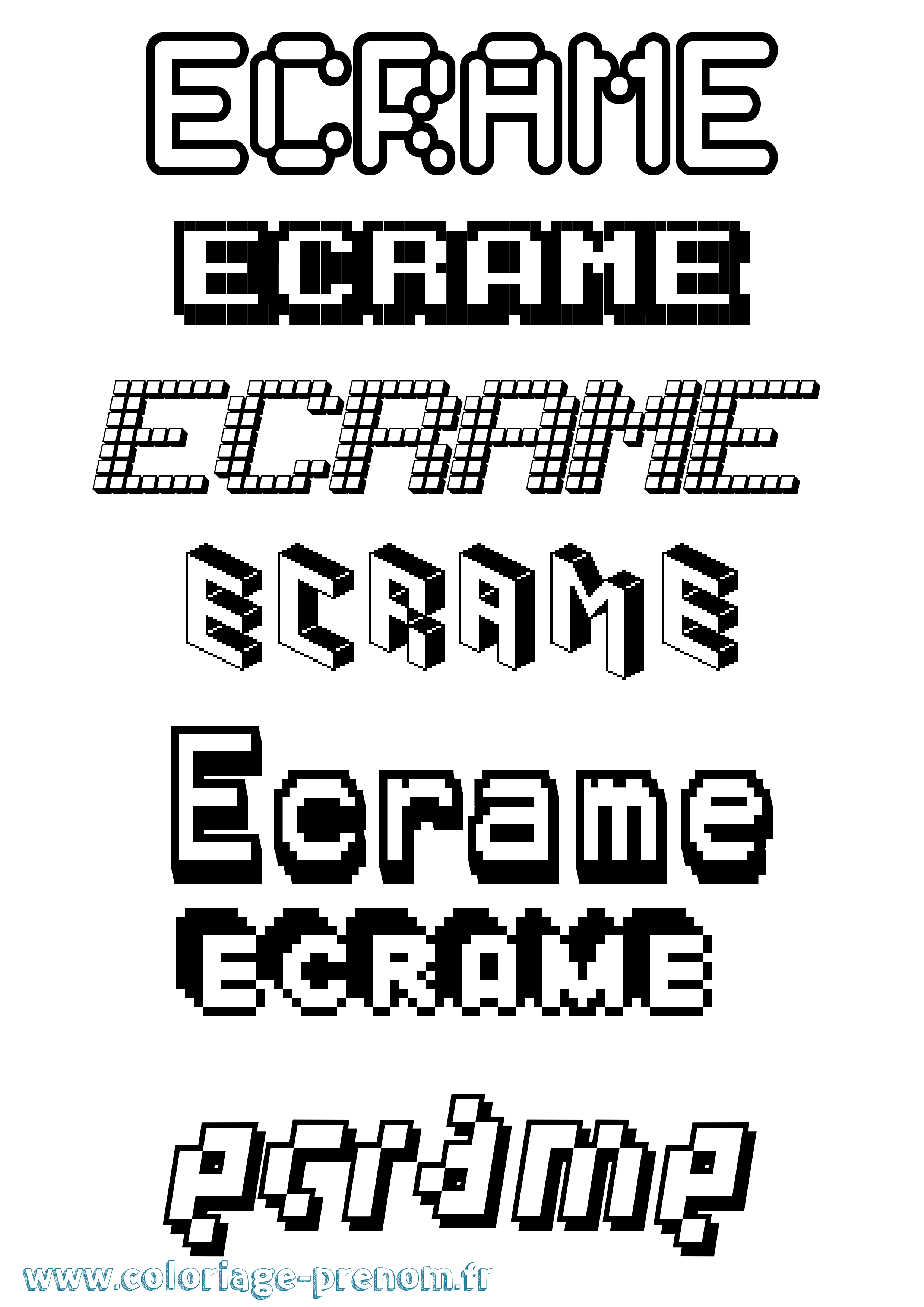 Coloriage Ecrame Pixel Coloriage prénom Ecrame Pixel