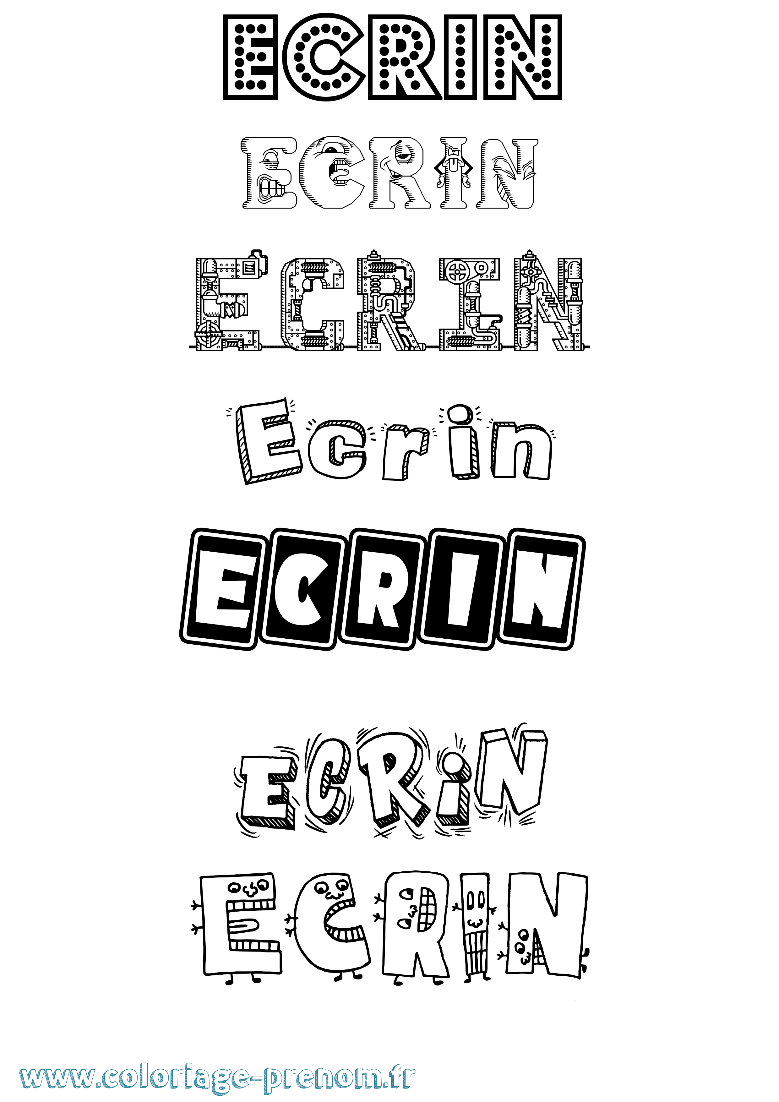 Coloriage prénom Ecrin Fun