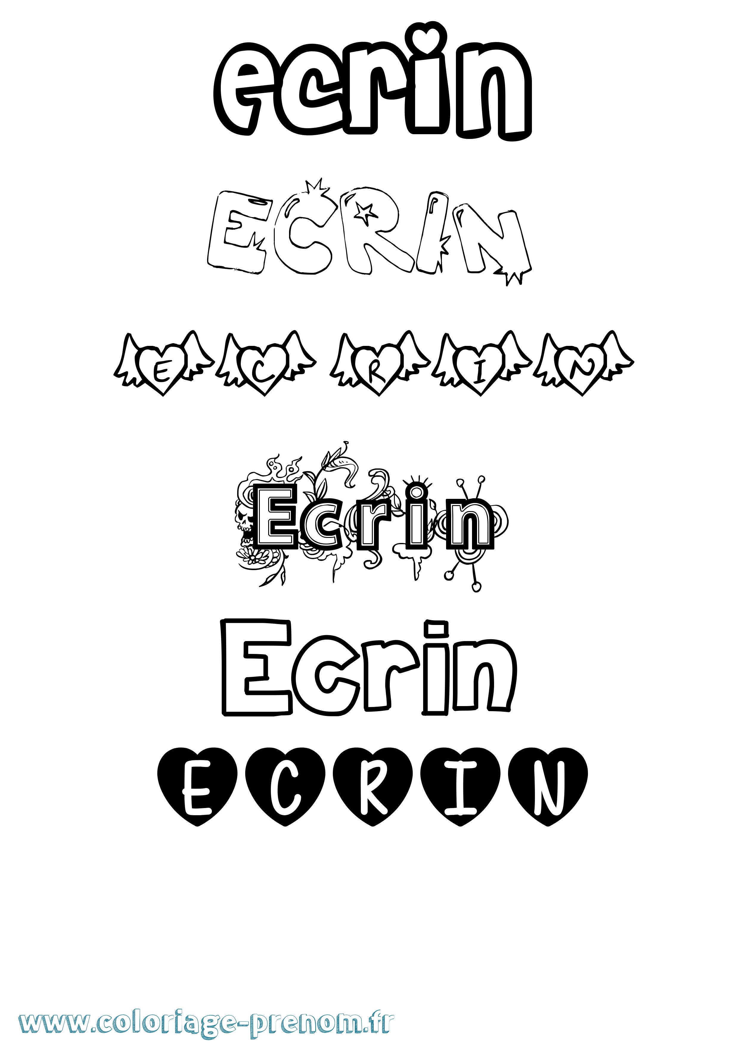 Coloriage prénom Ecrin Girly