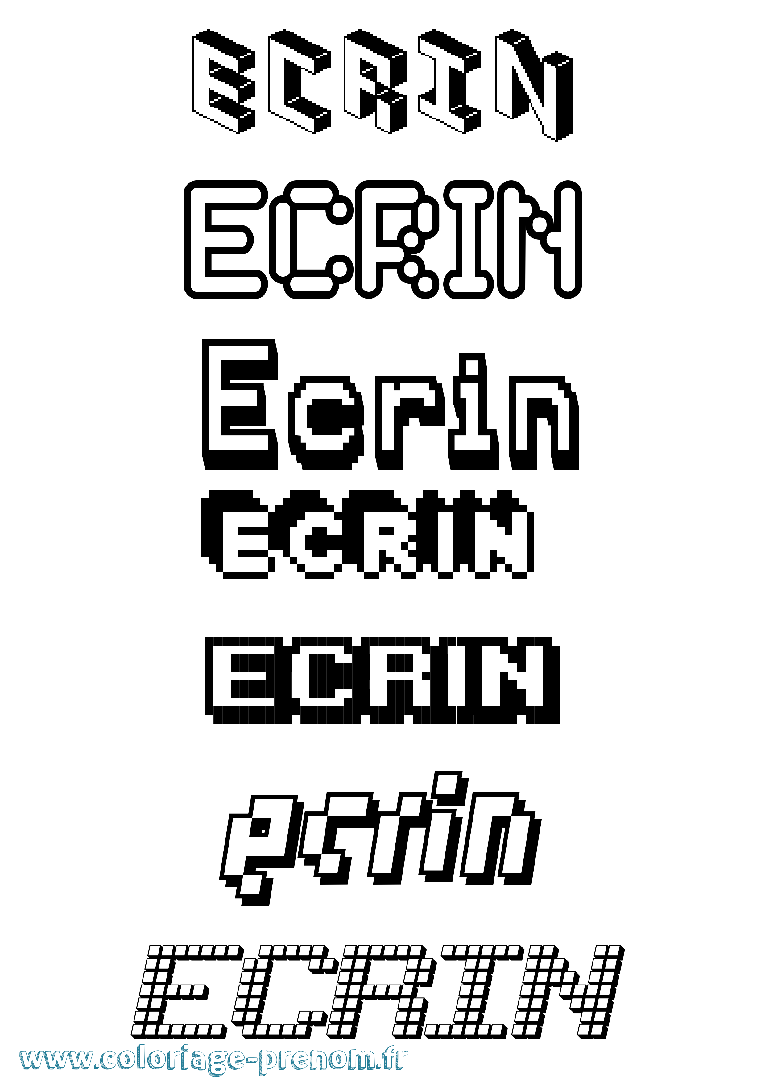 Coloriage prénom Ecrin Pixel