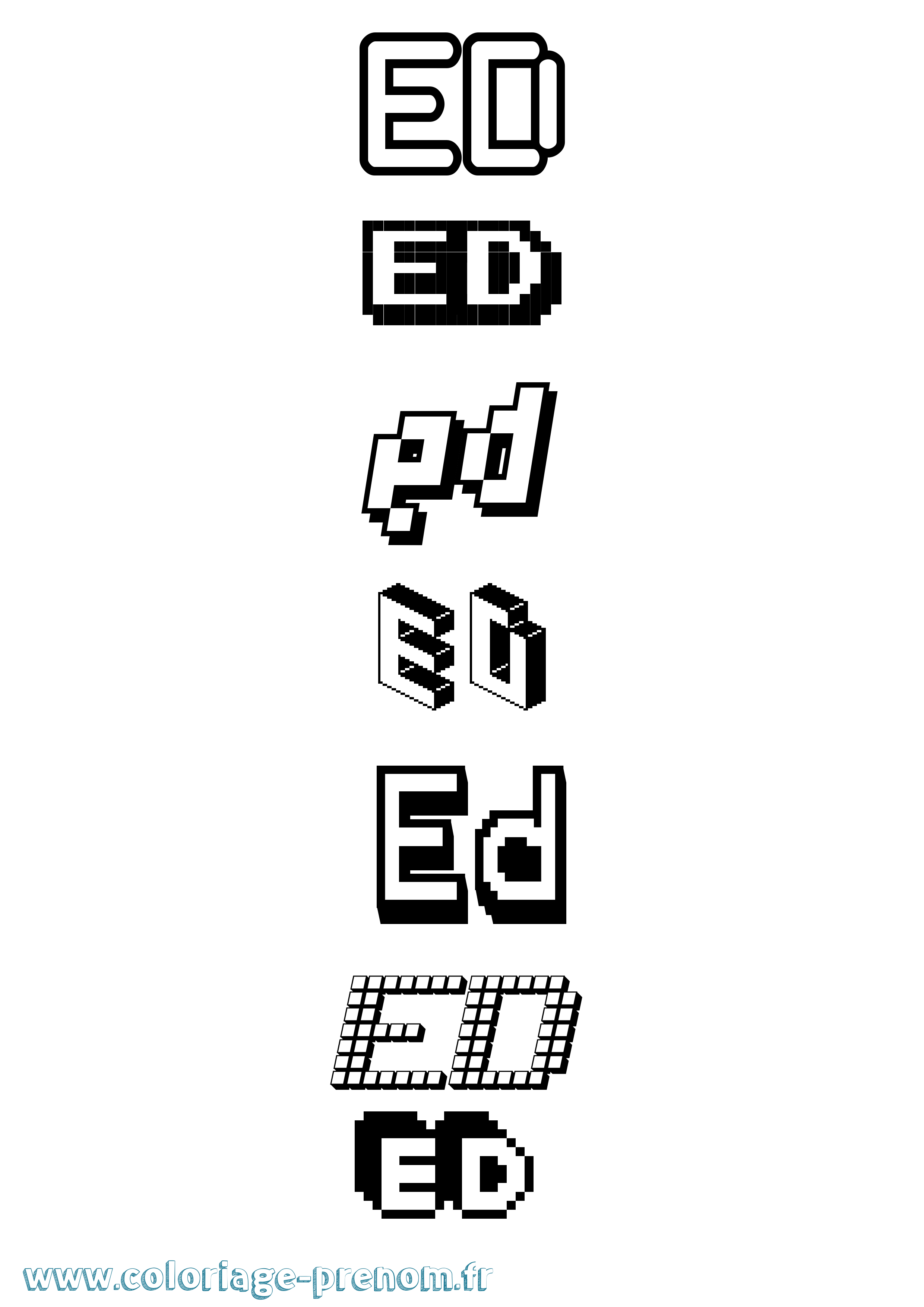 Coloriage prénom Ed Pixel
