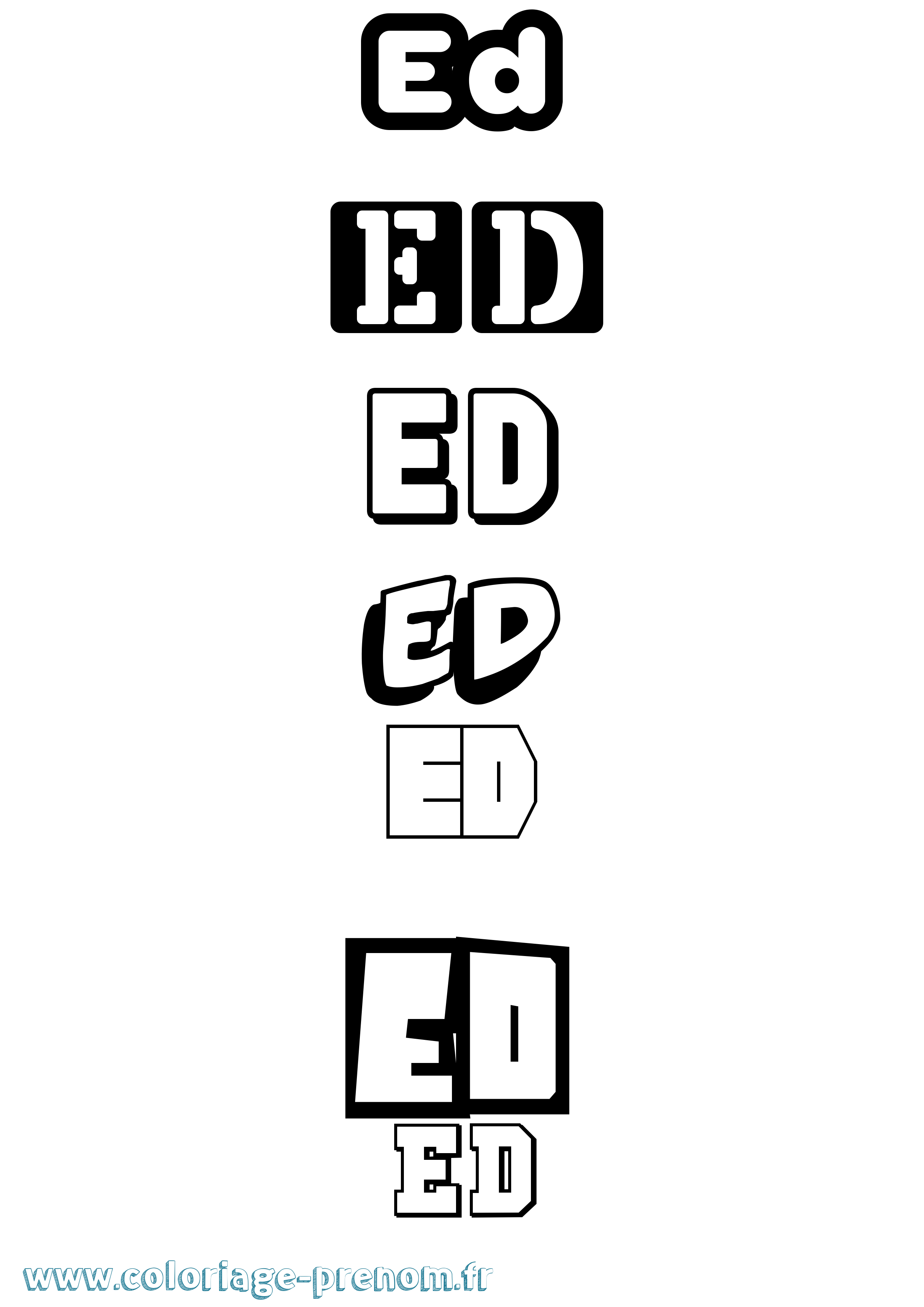 Coloriage prénom Ed Simple