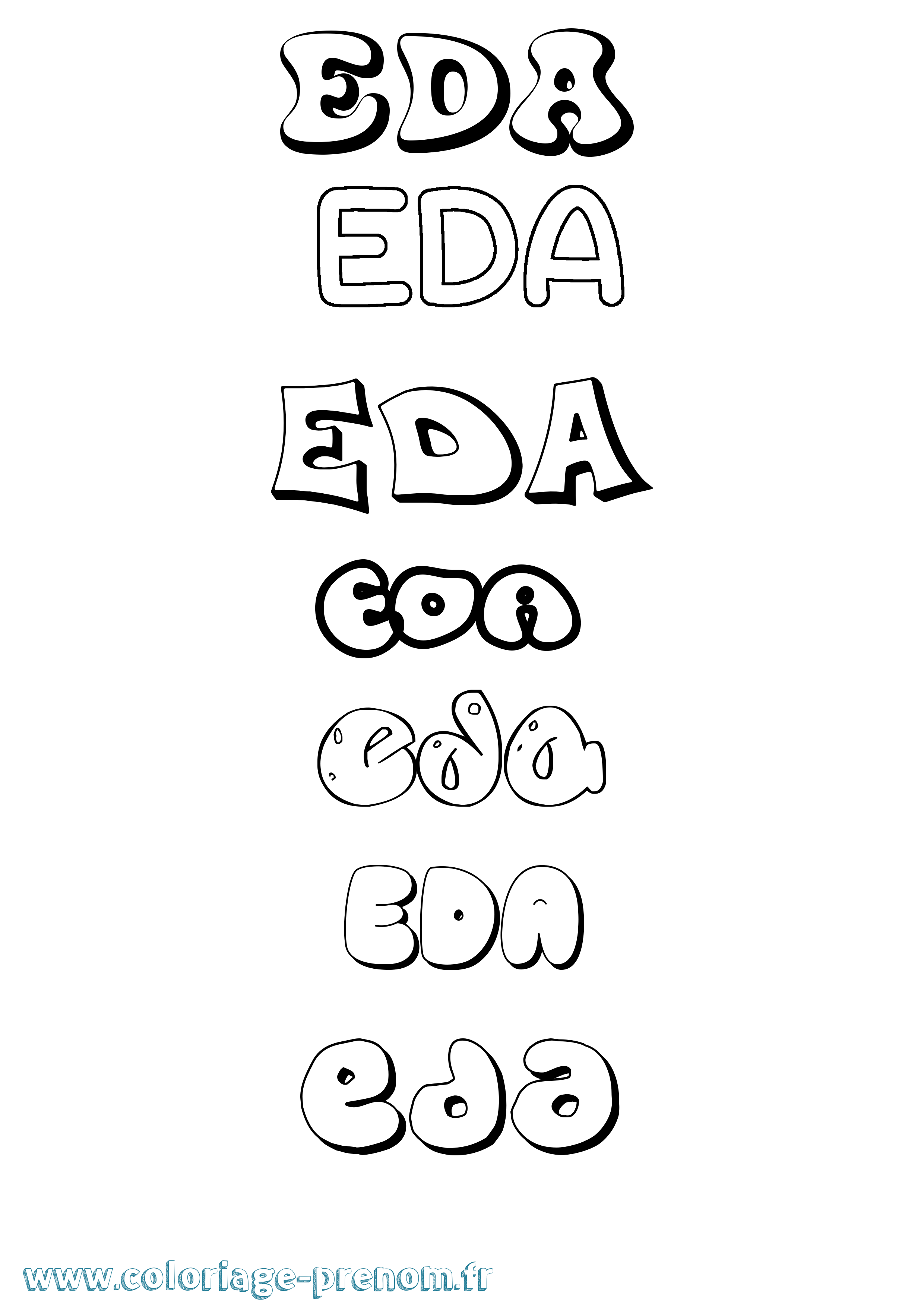 Coloriage prénom Eda Bubble