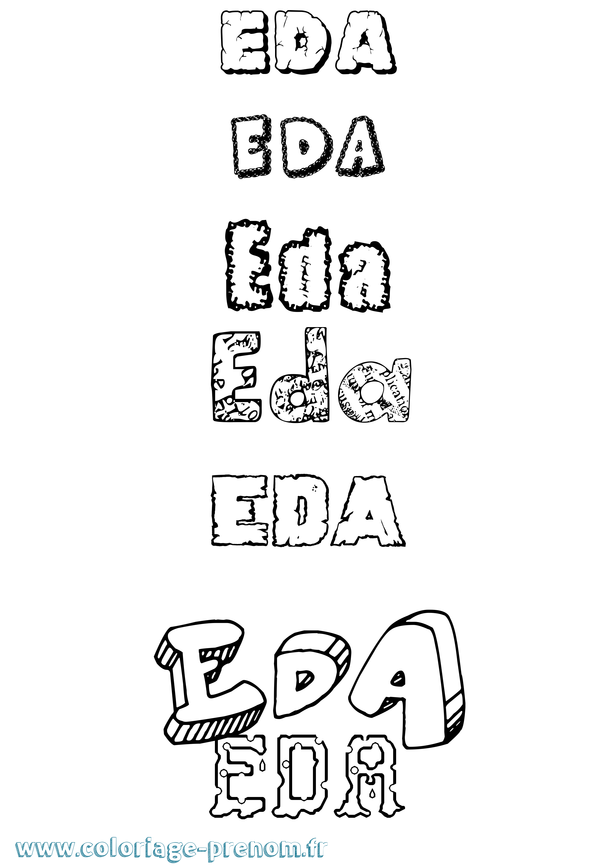 Coloriage prénom Eda Destructuré