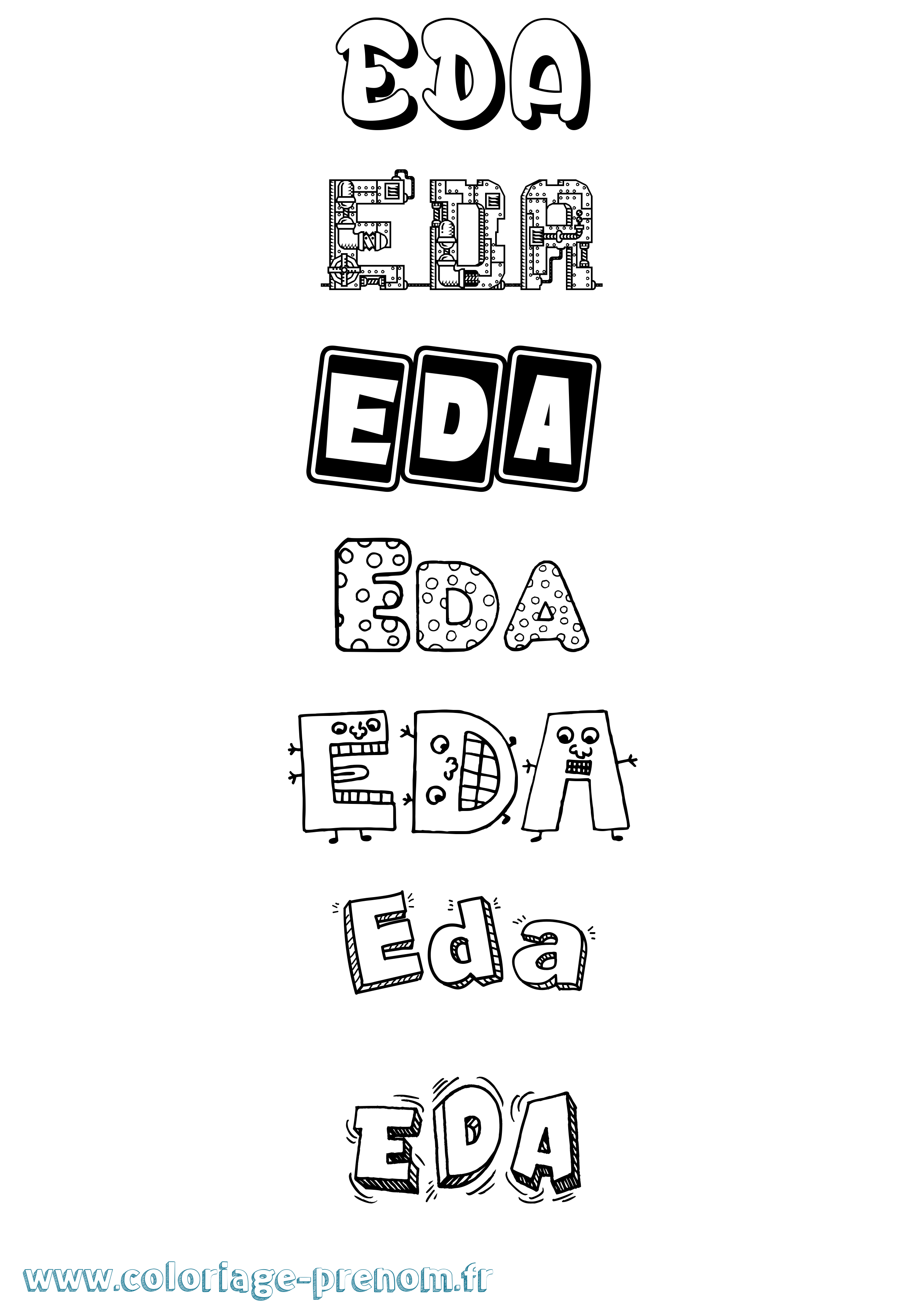 Coloriage prénom Eda Fun