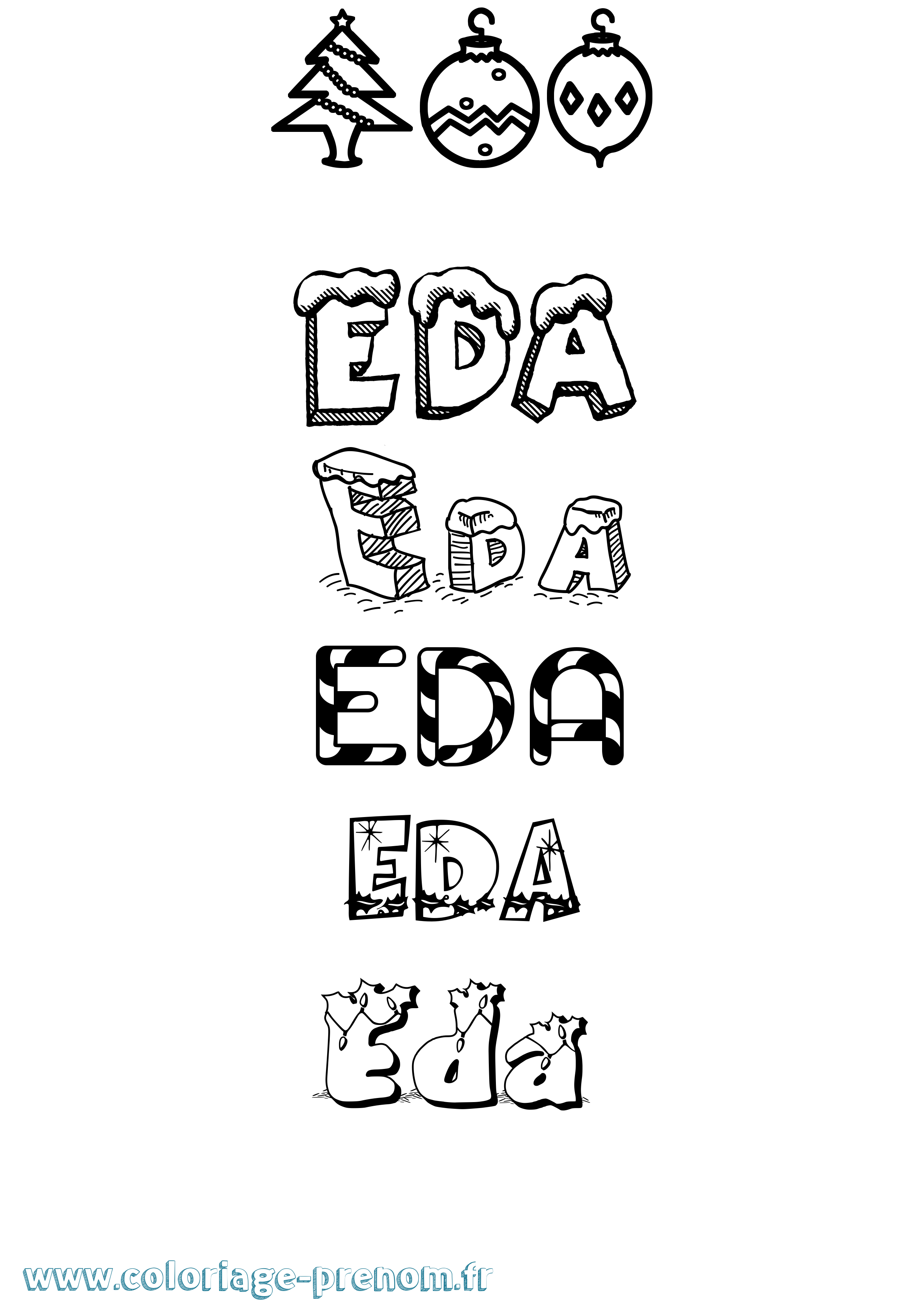 Coloriage prénom Eda Noël