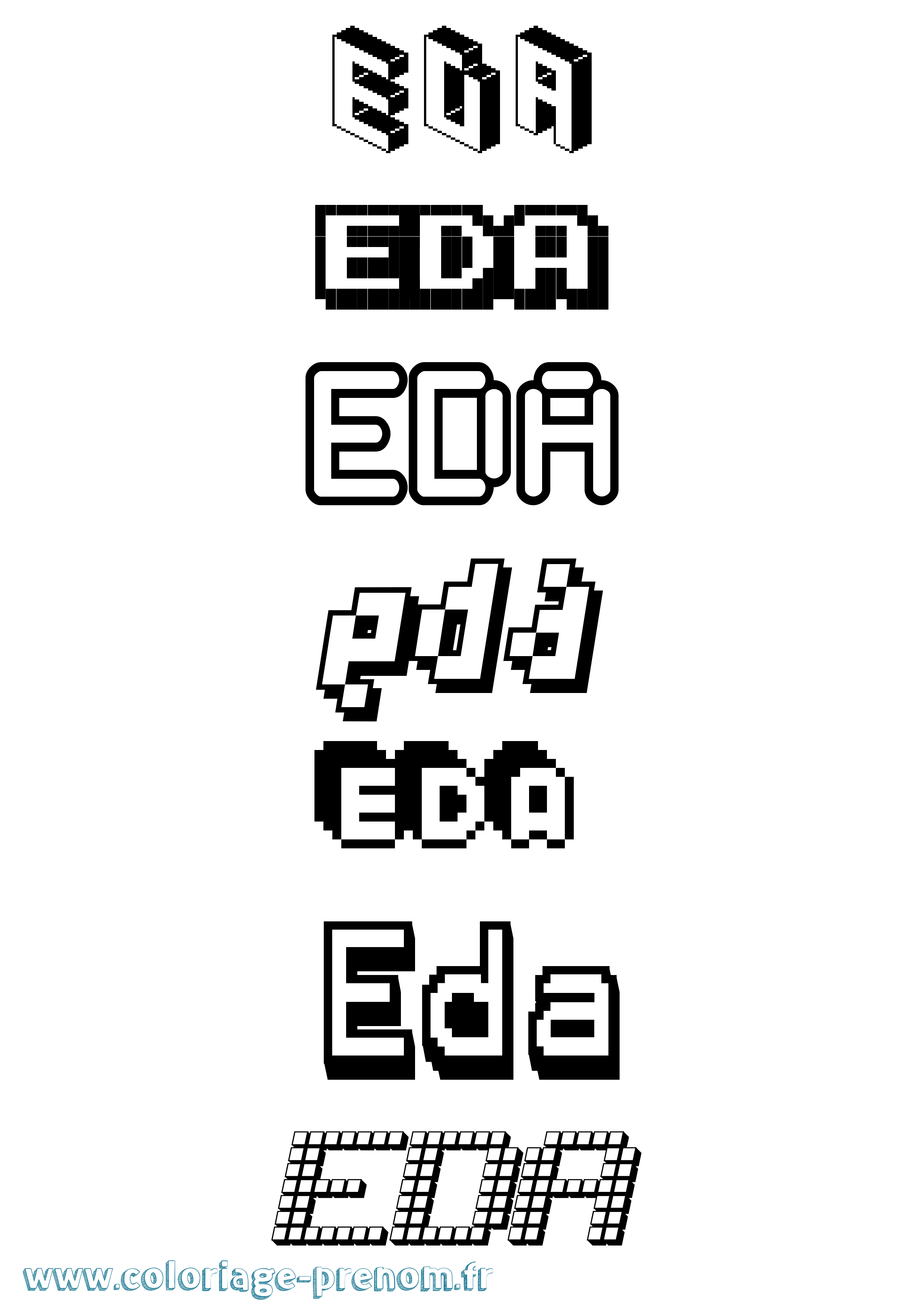 Coloriage prénom Eda Pixel