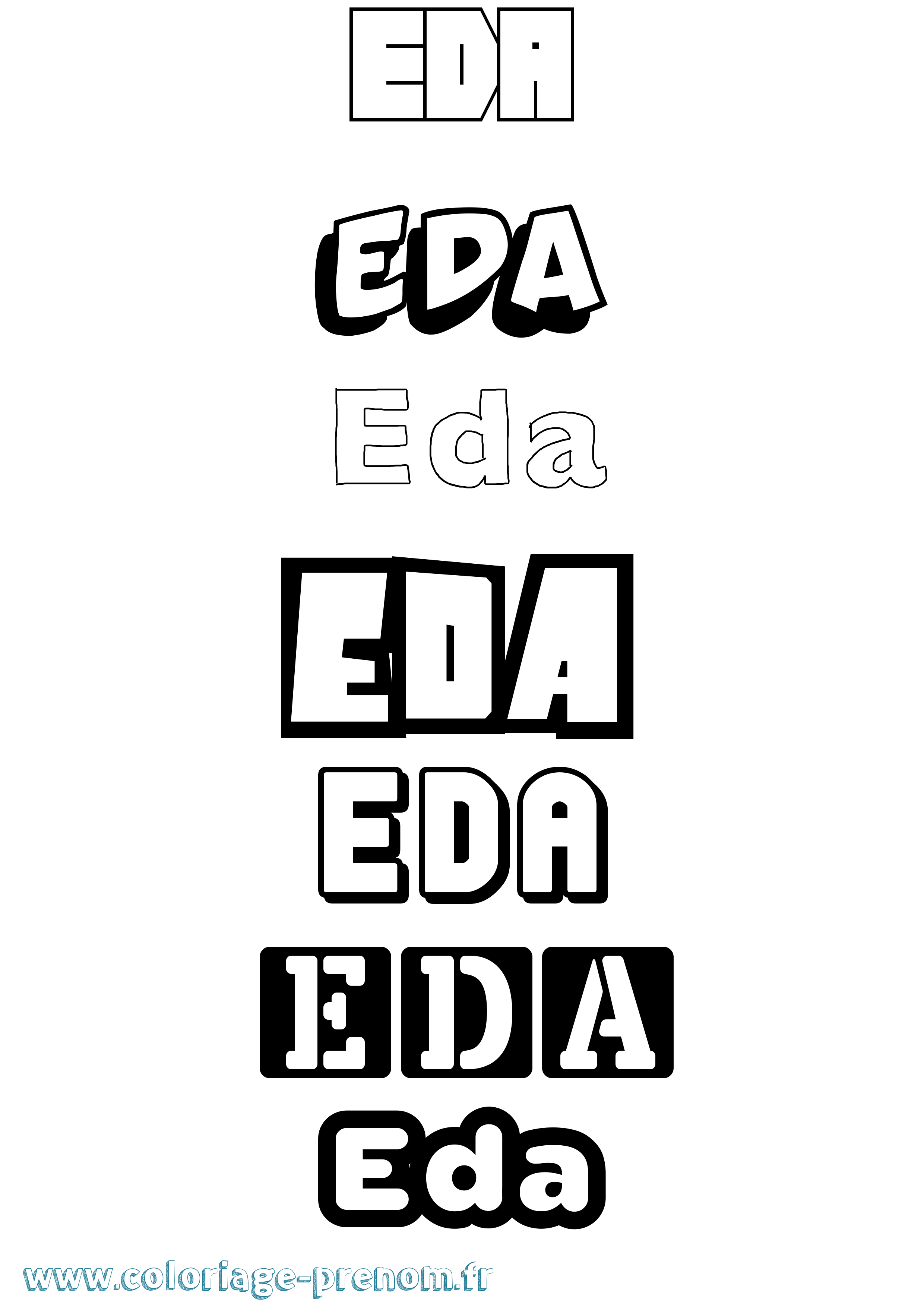 Coloriage prénom Eda Simple