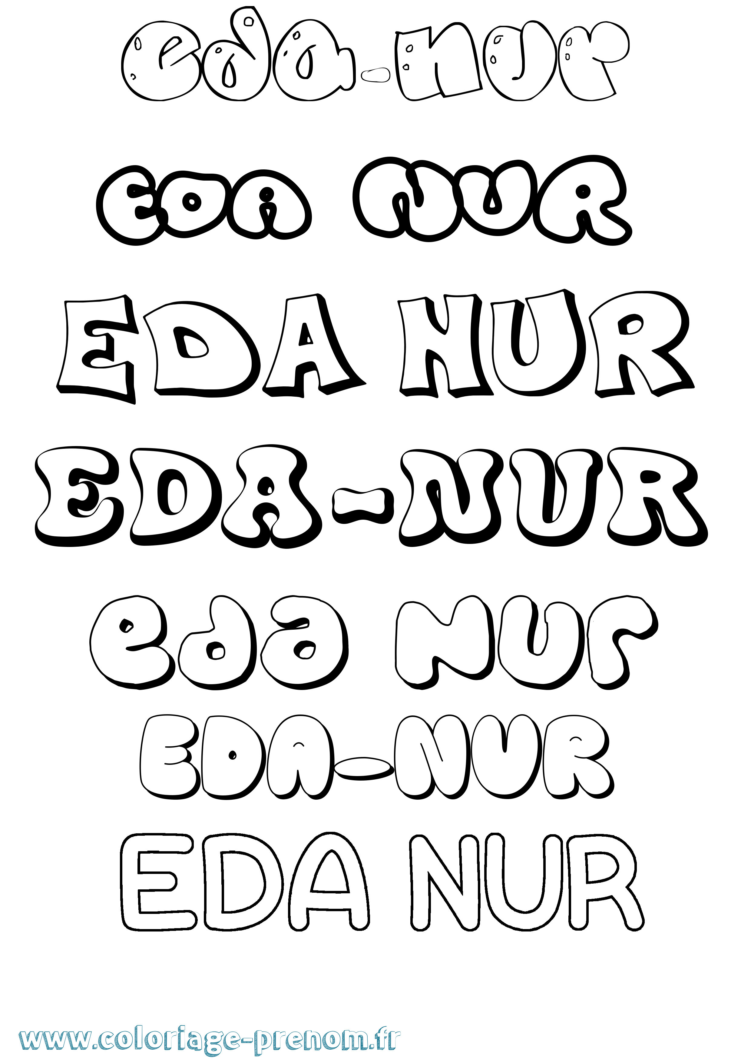 Coloriage Eda-Nur Bubble Coloriage prénom Eda-Nur Bubble