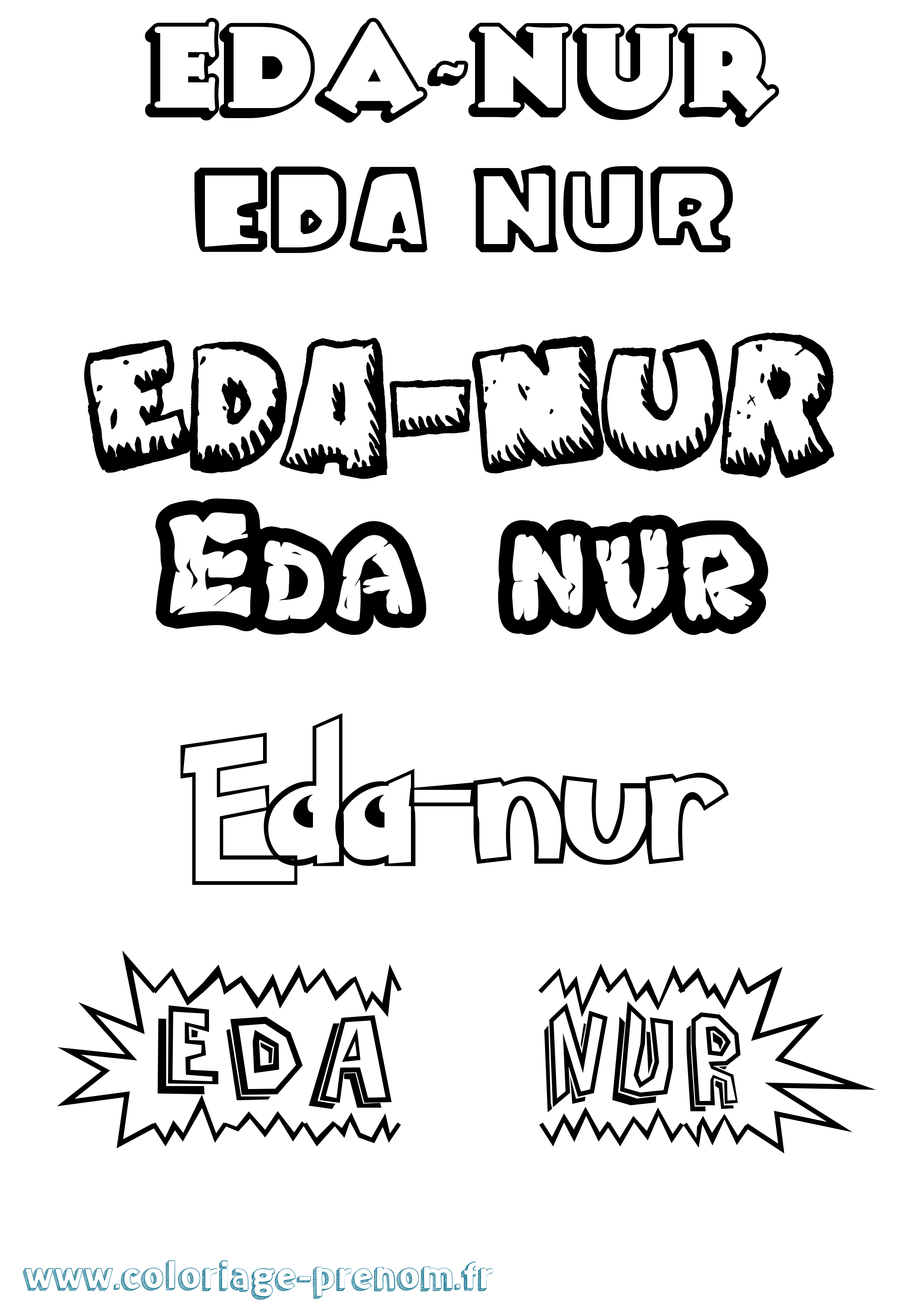 Coloriage Eda-Nur Dessin Animé Coloriage prénom Eda-Nur Dessin Animé