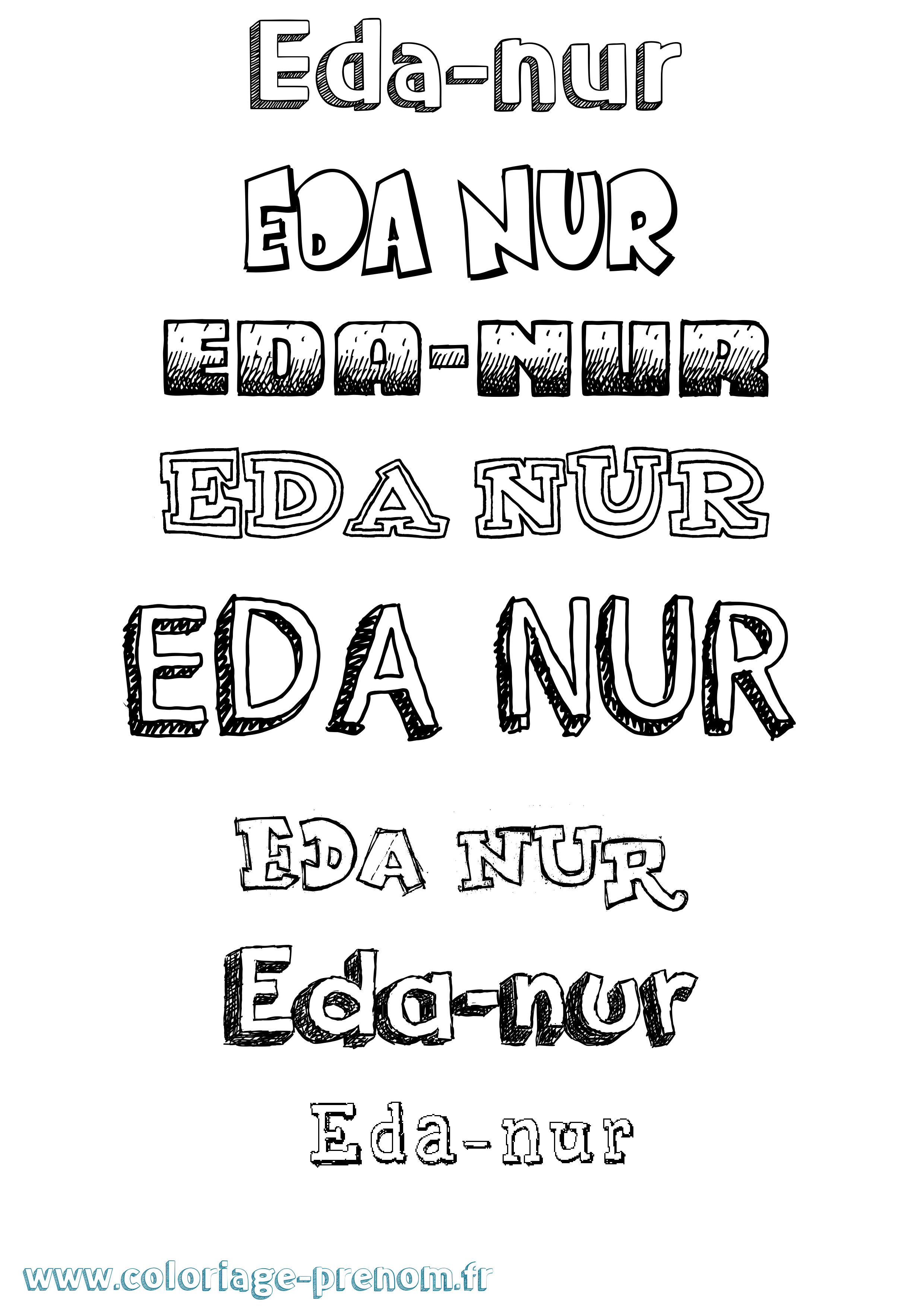 Coloriage Eda-Nur Dessiné Coloriage prénom Eda-Nur Dessiné