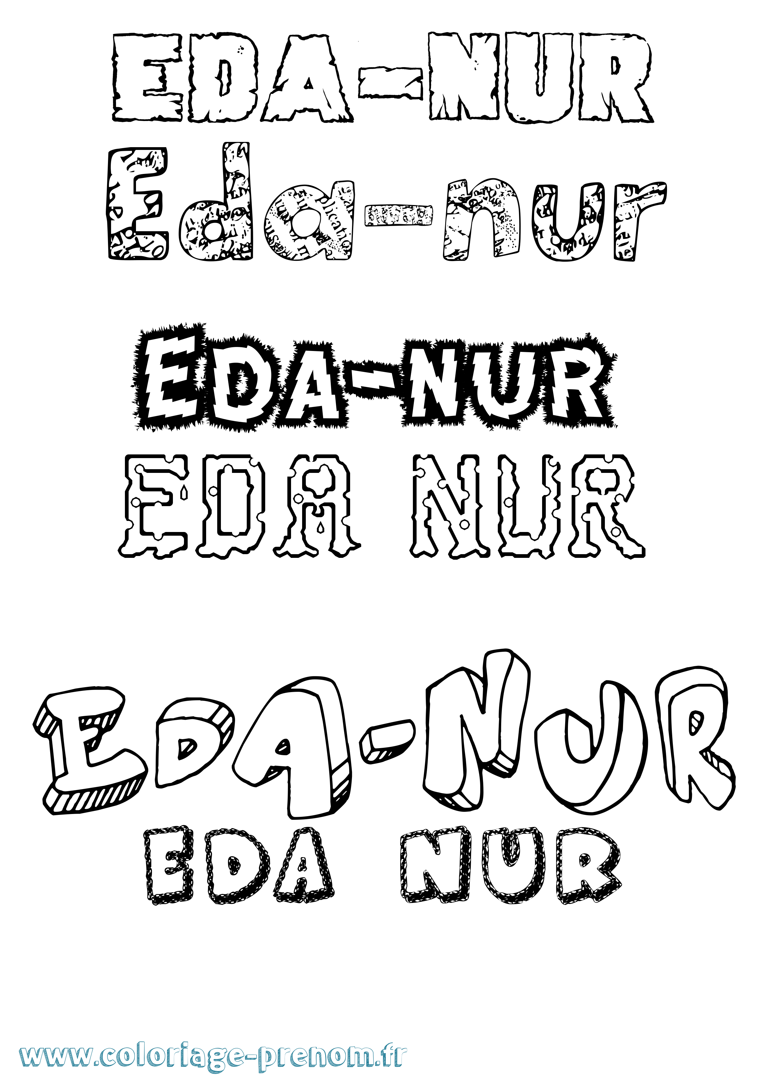 Coloriage Eda-Nur Destructuré Coloriage prénom Eda-Nur Destructuré