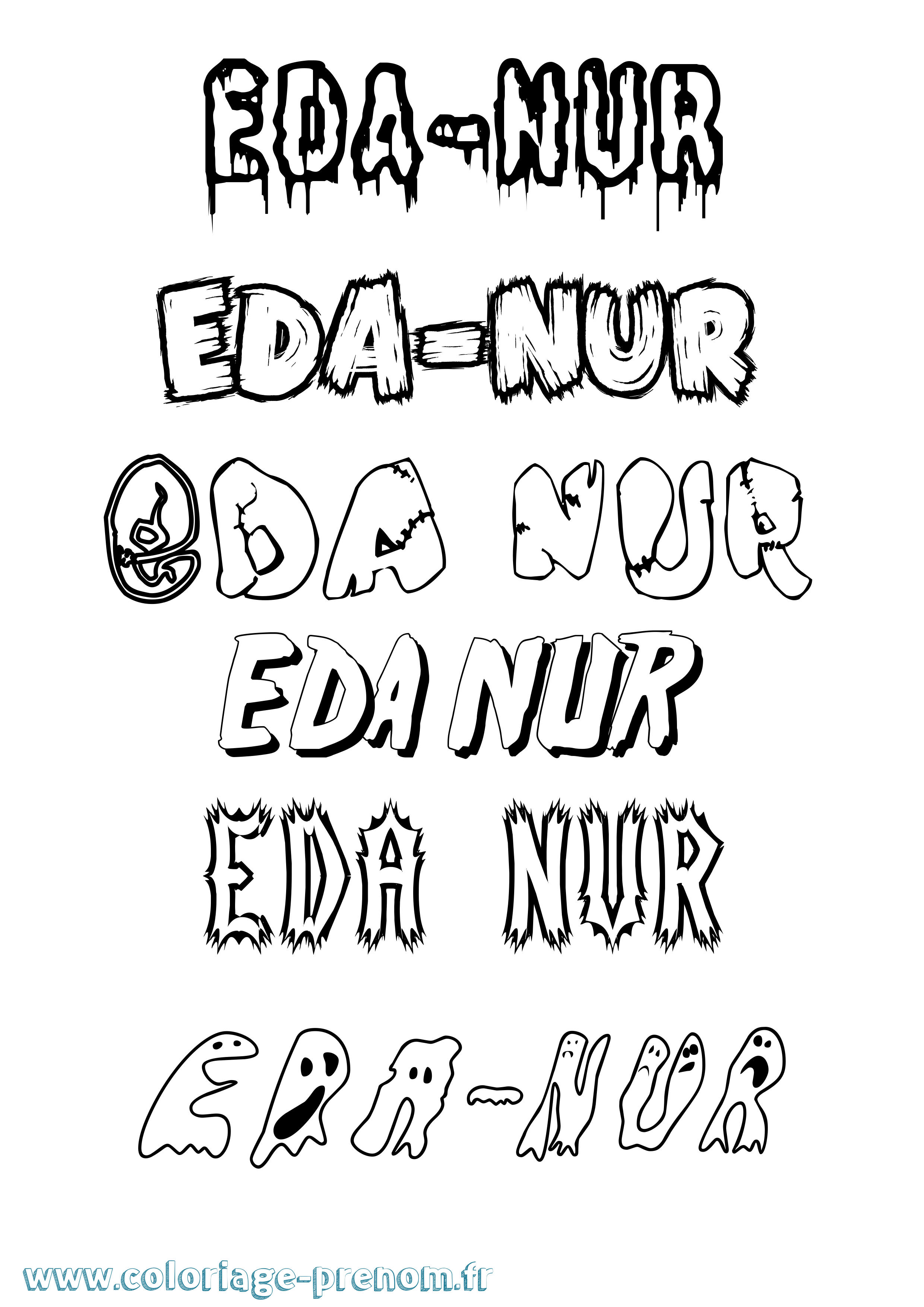 Coloriage Eda-Nur Frisson Coloriage prénom Eda-Nur Frisson