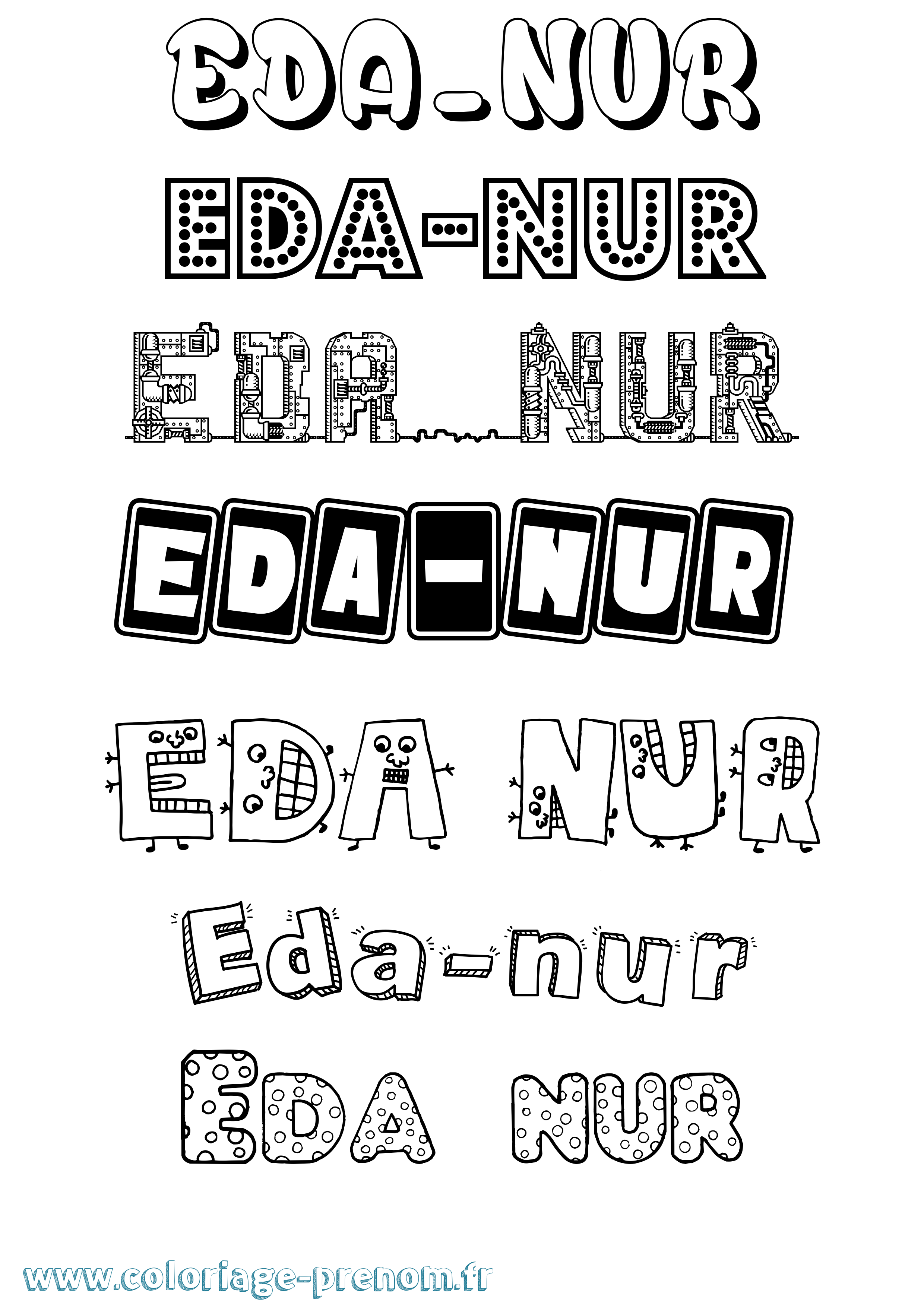 Coloriage Eda-Nur Fun Coloriage prénom Eda-Nur Fun