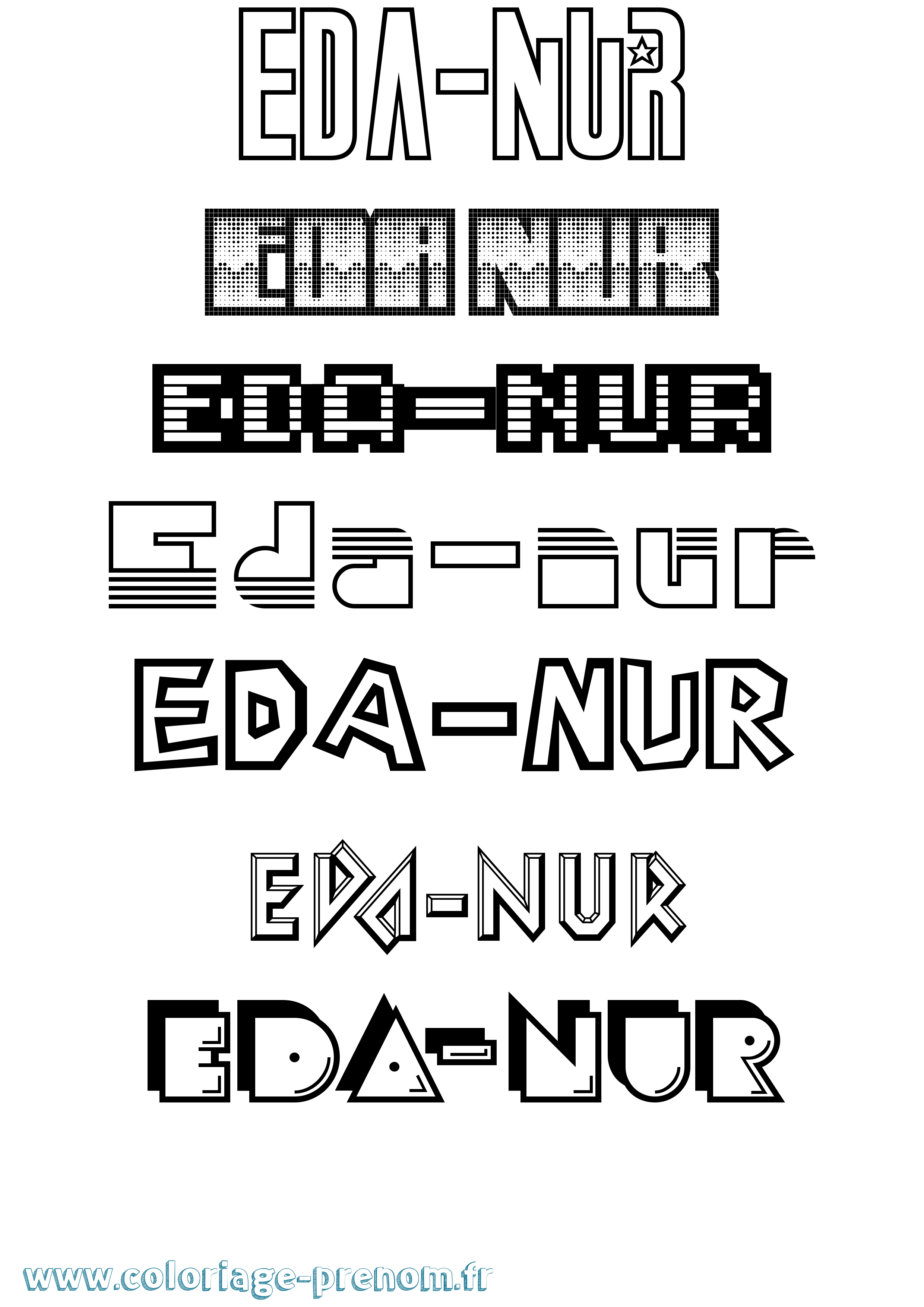 Coloriage Eda-Nur Jeux Vidéos Coloriage prénom Eda-Nur Jeux Vidéos