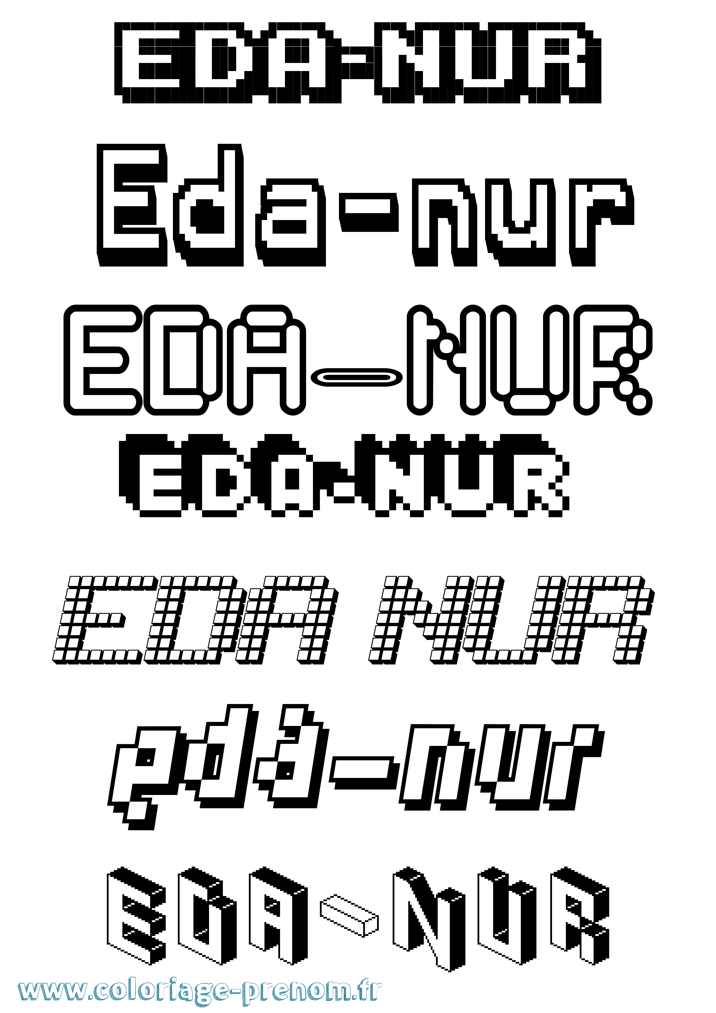 Coloriage Eda-Nur Pixel Coloriage prénom Eda-Nur Pixel