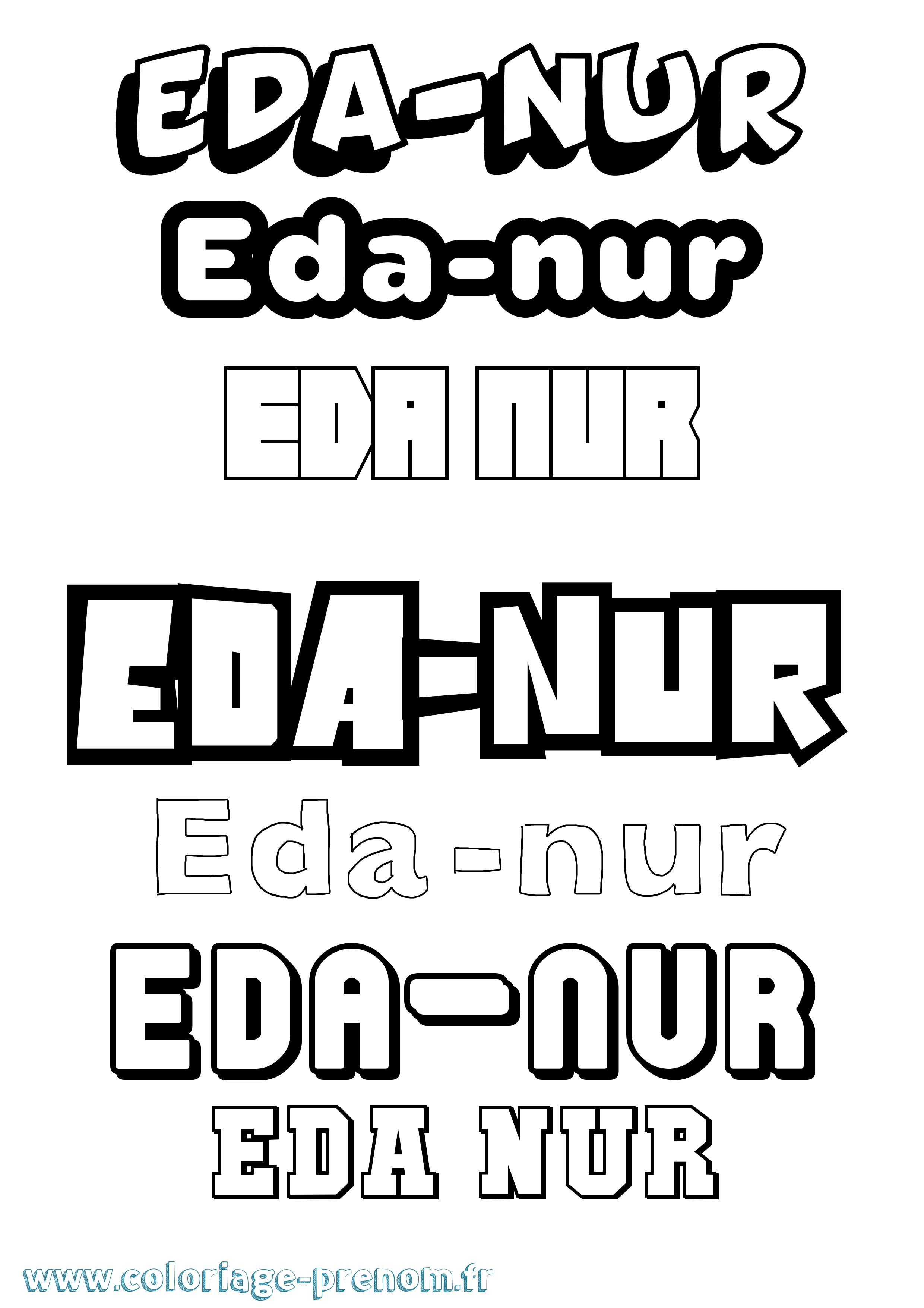 Coloriage Eda-Nur Simple Coloriage prénom Eda-Nur Simple