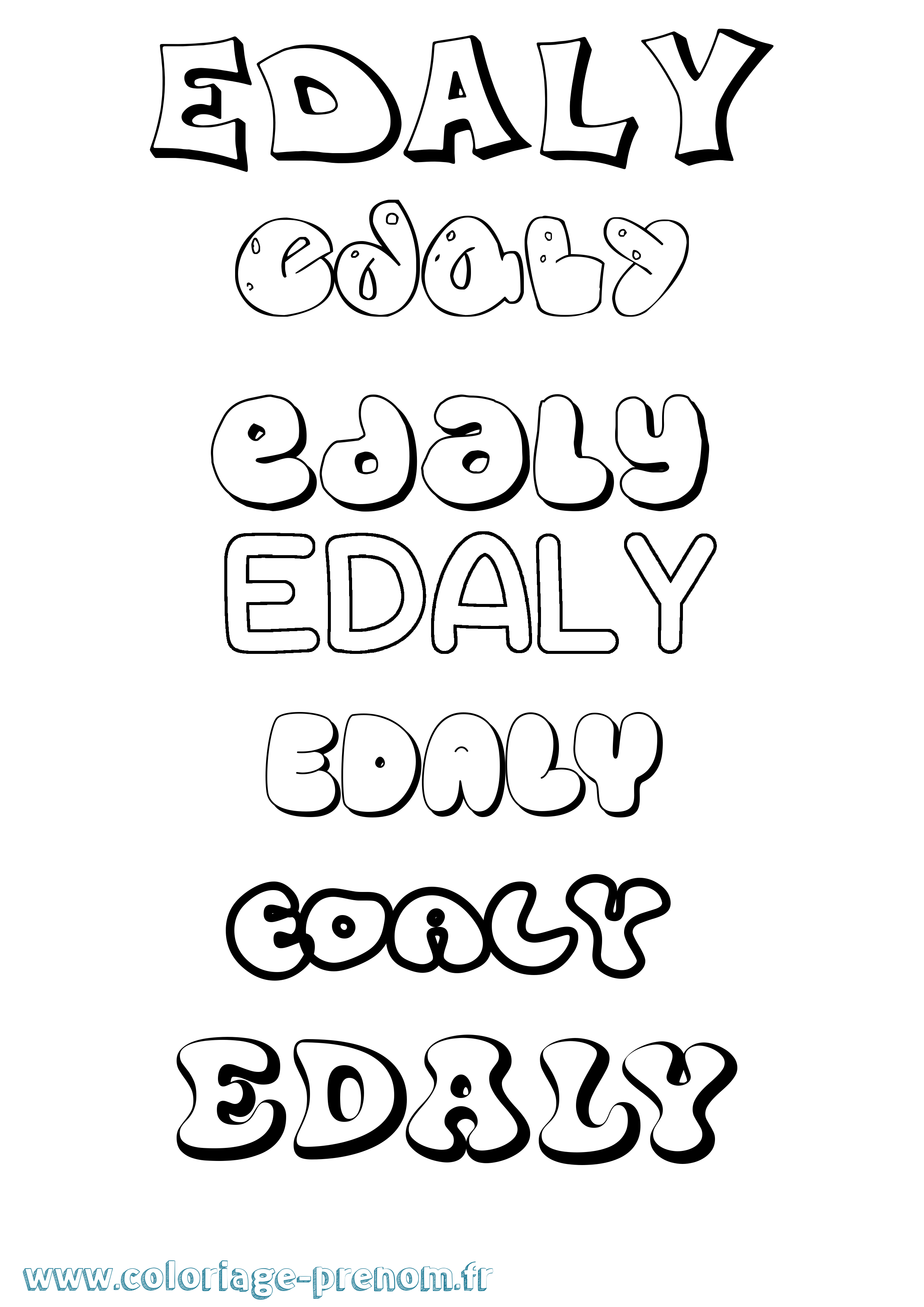 Coloriage Edaly Bubble Coloriage prénom Edaly Bubble