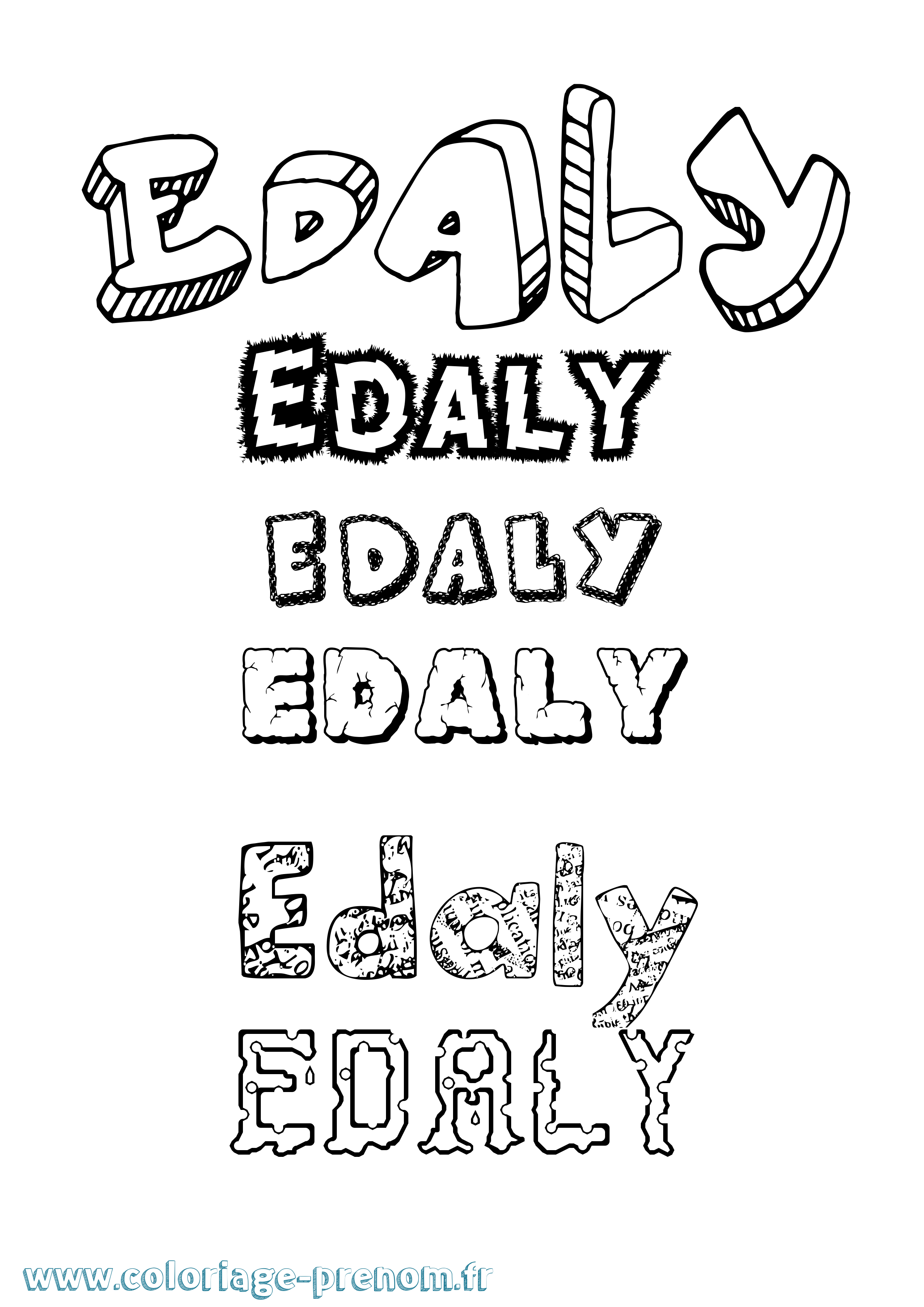 Coloriage Edaly Destructuré Coloriage prénom Edaly Destructuré
