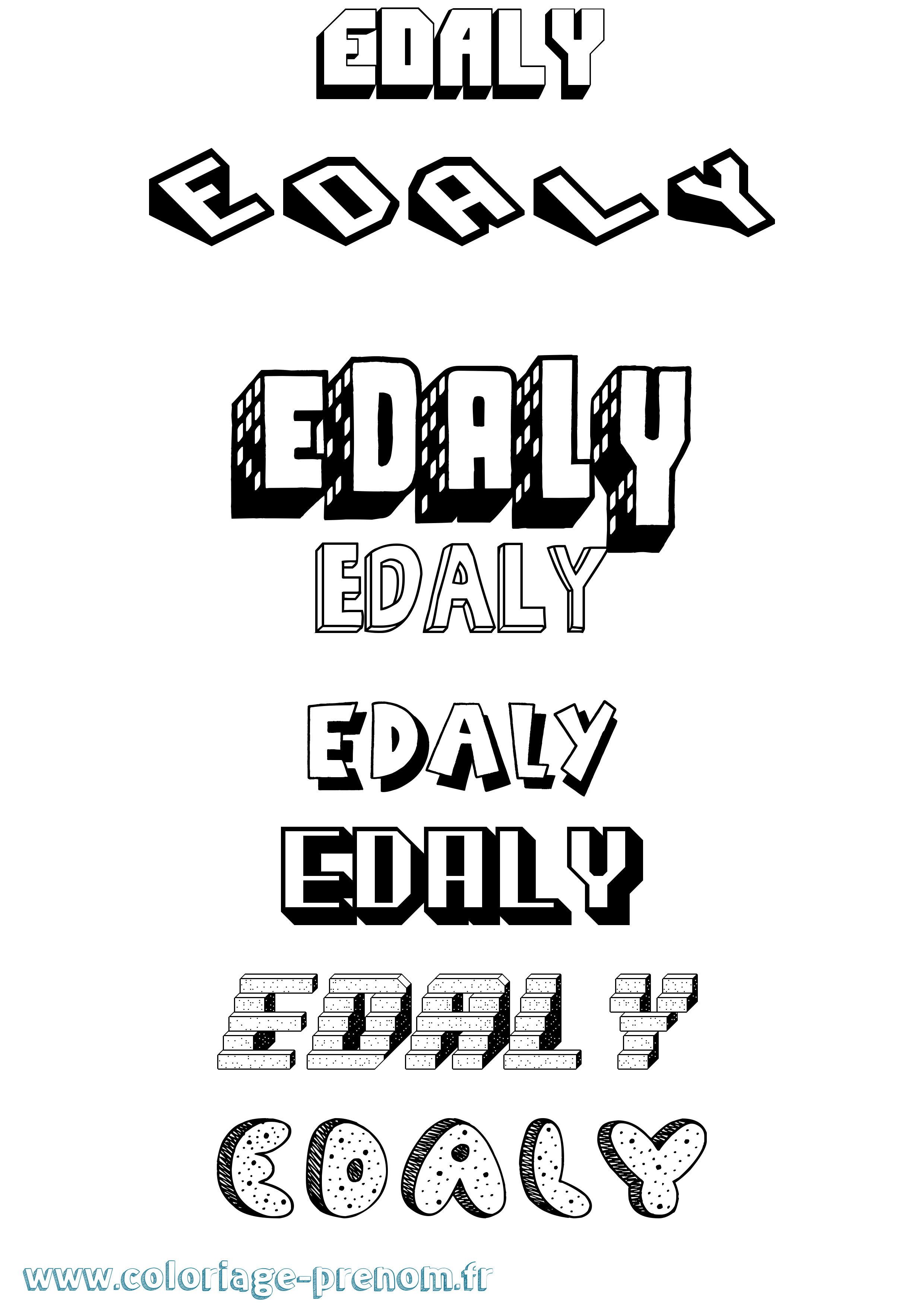 Coloriage Edaly Effet 3D Coloriage prénom Edaly Effet 3D