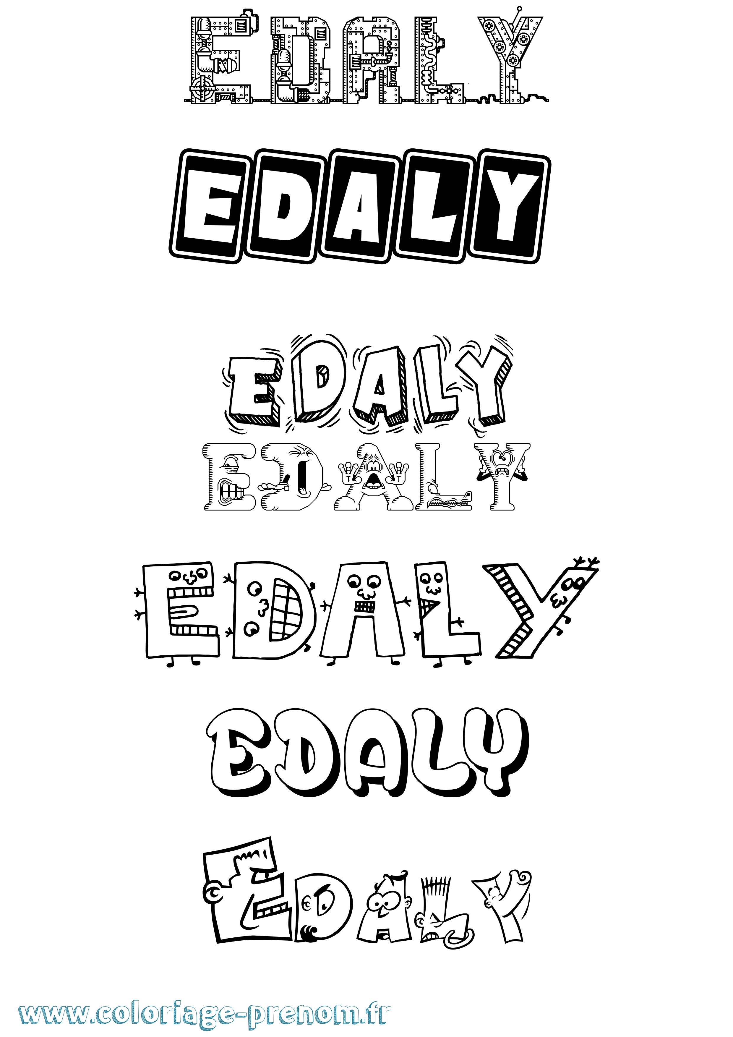 Coloriage Edaly Fun Coloriage prénom Edaly Fun