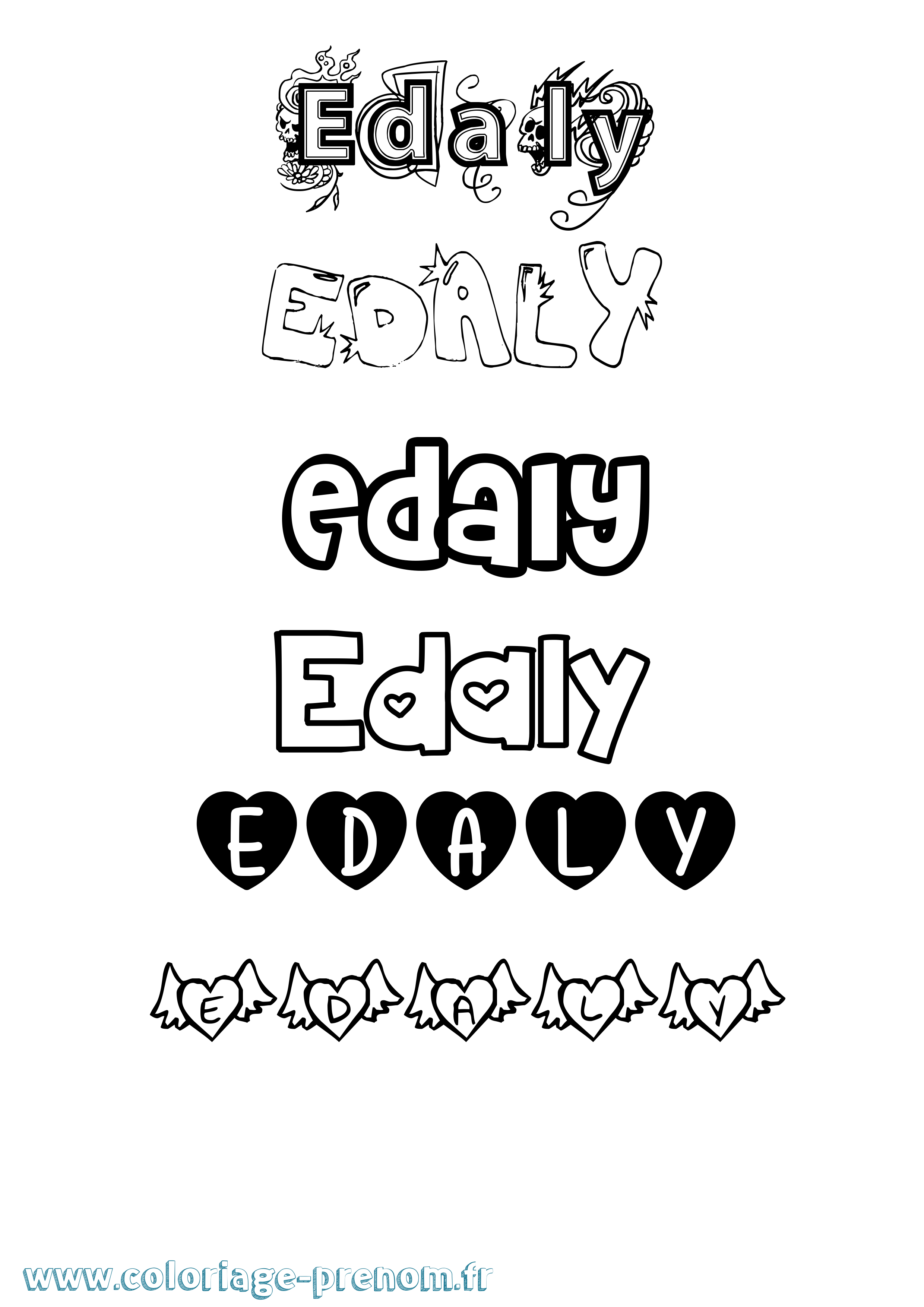 Coloriage Edaly Girly Coloriage prénom Edaly Girly