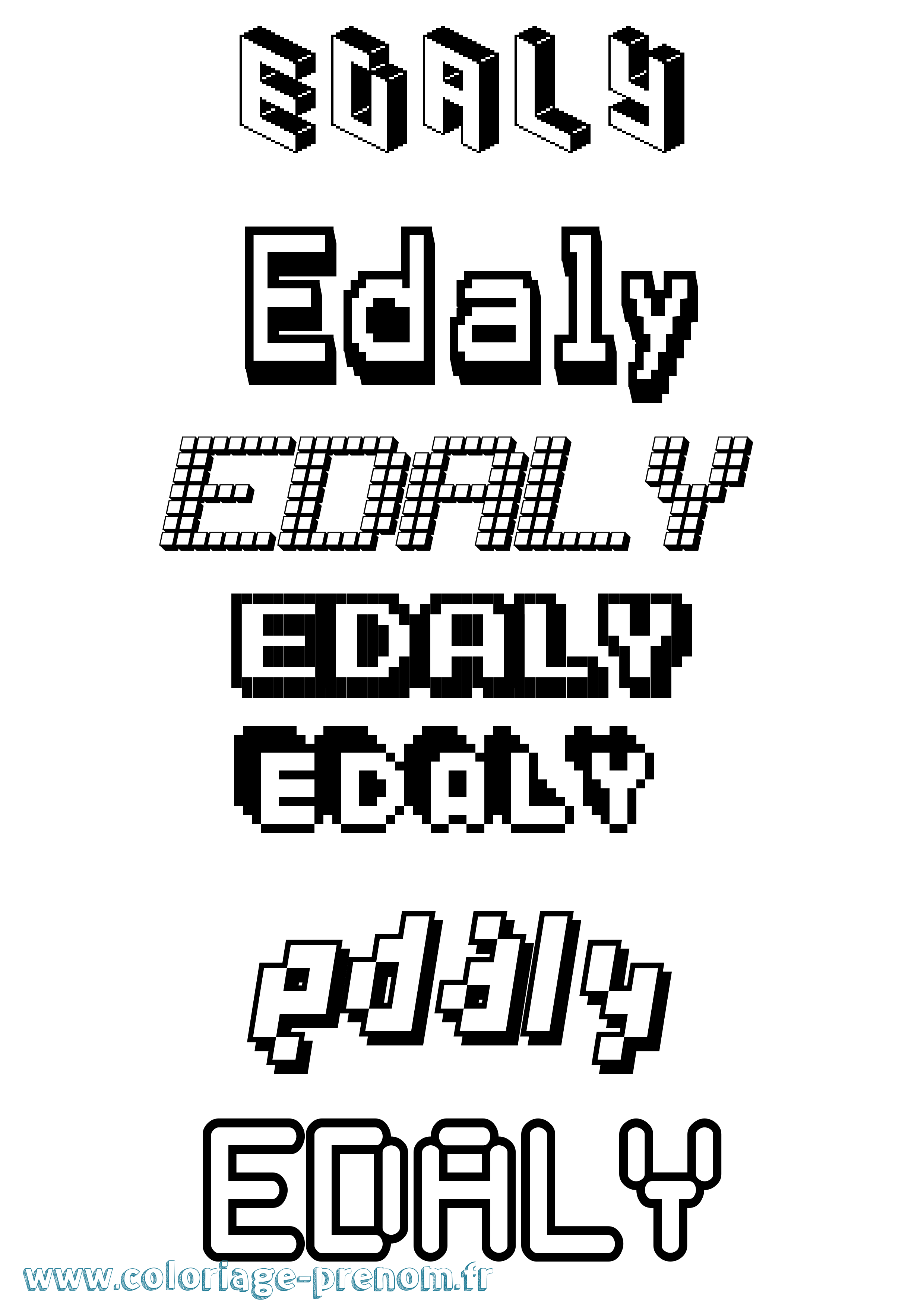 Coloriage Edaly Pixel Coloriage prénom Edaly Pixel
