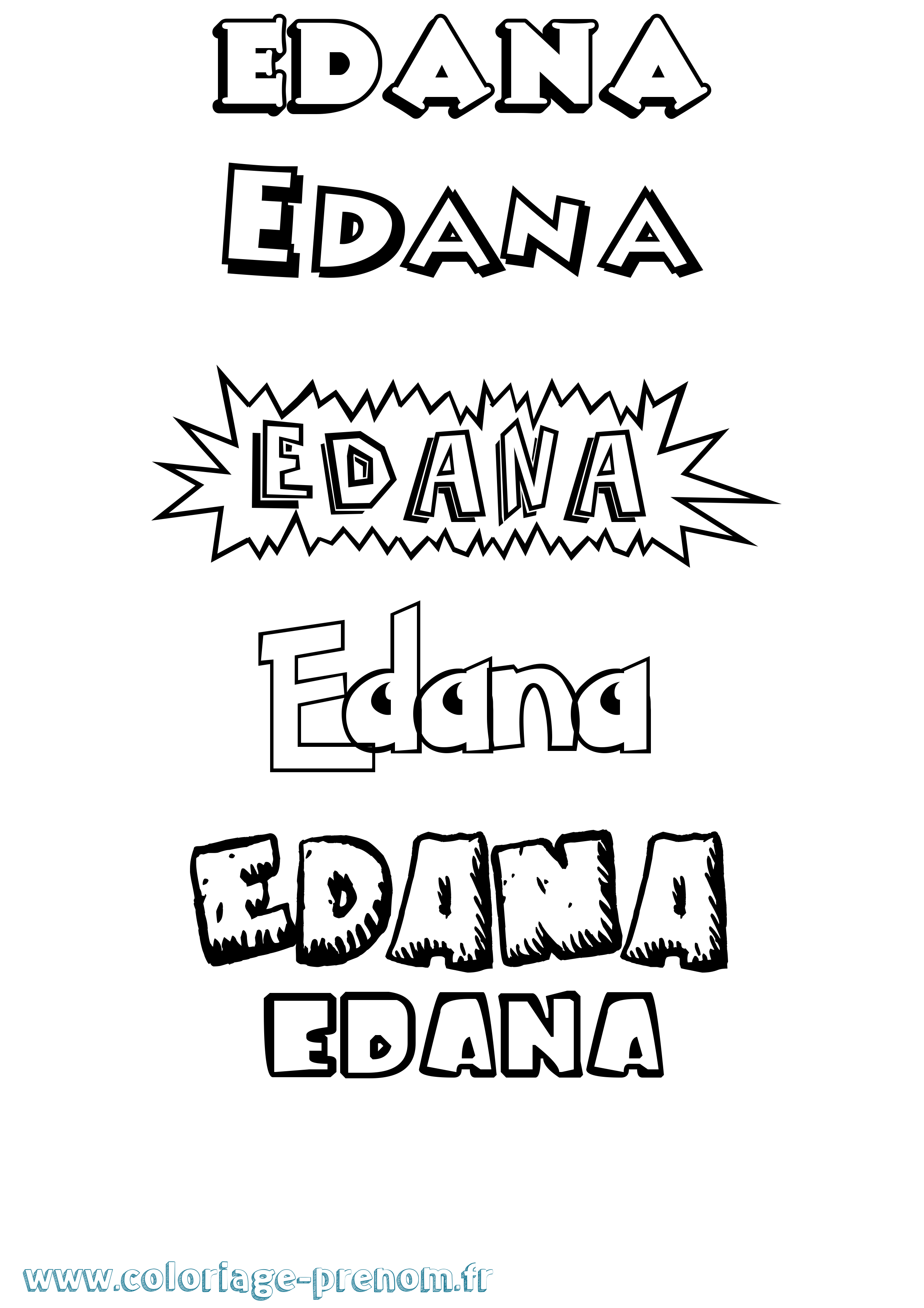 Coloriage Edana Dessin Animé Coloriage prénom Edana Dessin Animé