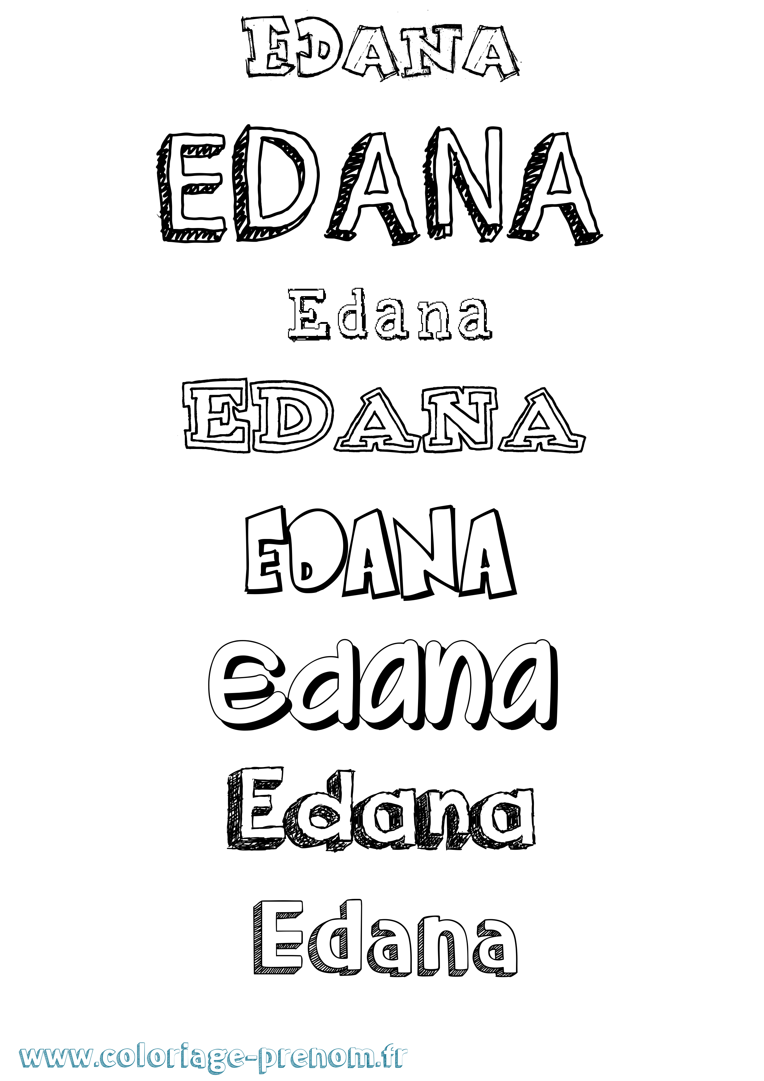 Coloriage Edana Dessiné Coloriage prénom Edana Dessiné