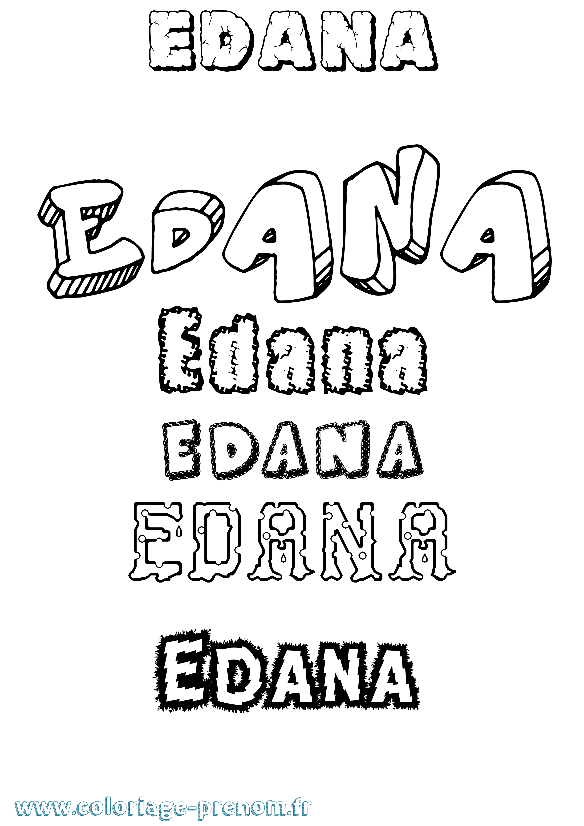 Coloriage Edana Destructuré Coloriage prénom Edana Destructuré