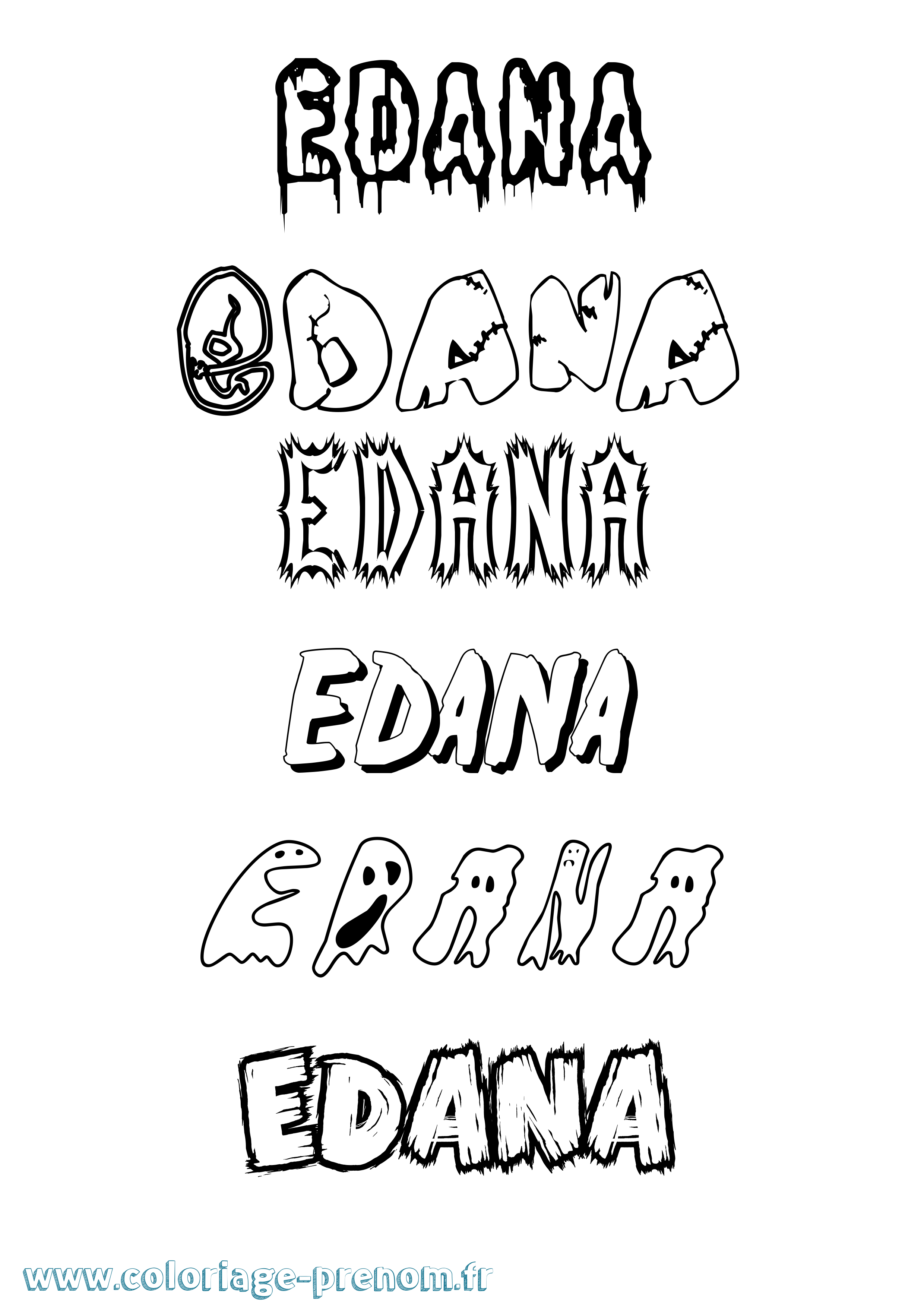 Coloriage Edana Frisson Coloriage prénom Edana Frisson