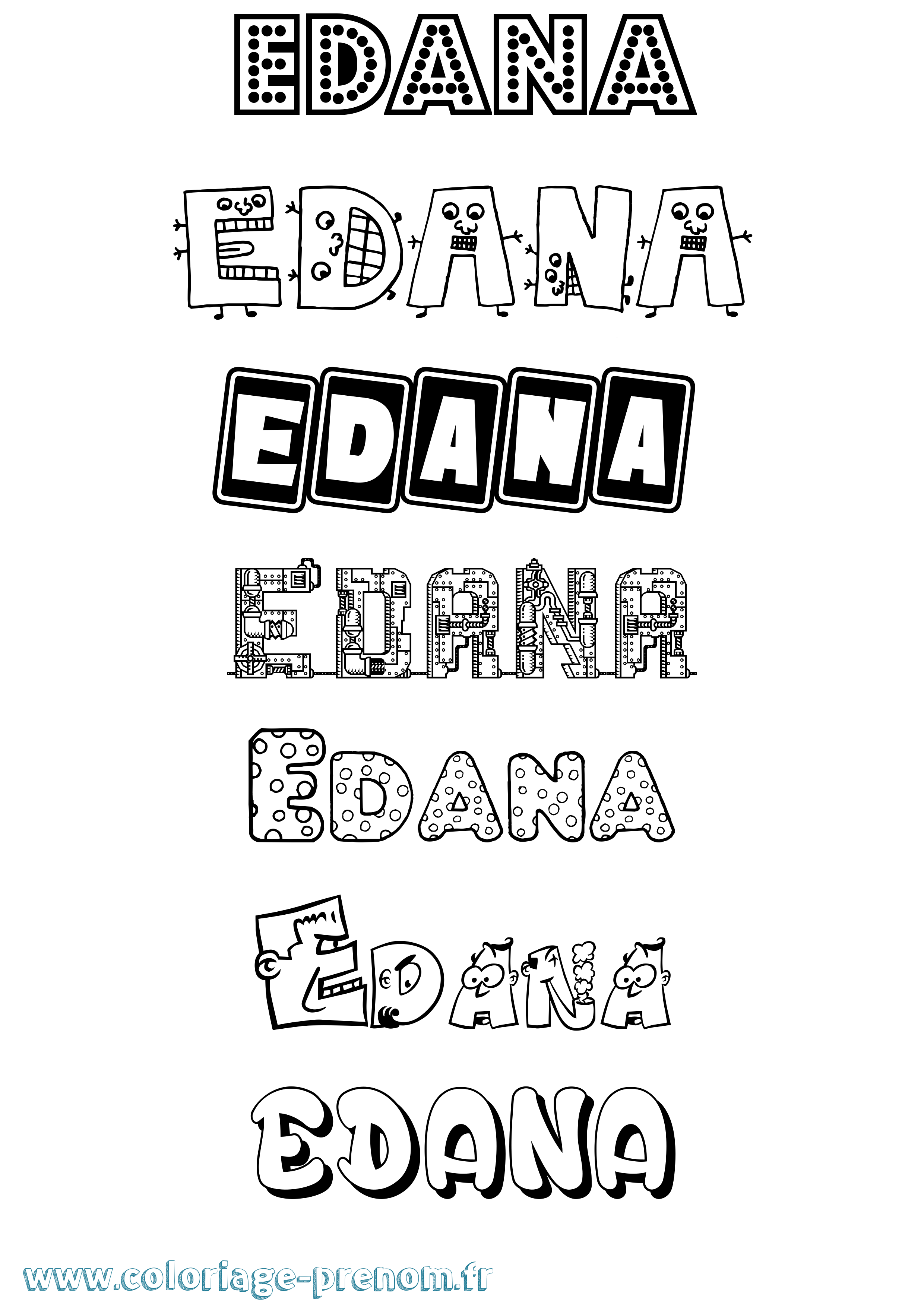 Coloriage Edana Fun Coloriage prénom Edana Fun