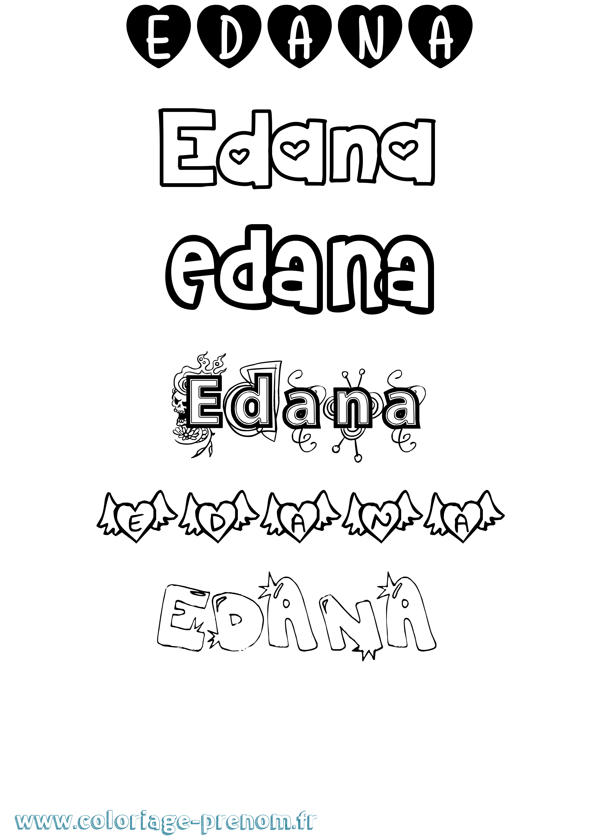 Coloriage Edana Girly Coloriage prénom Edana Girly