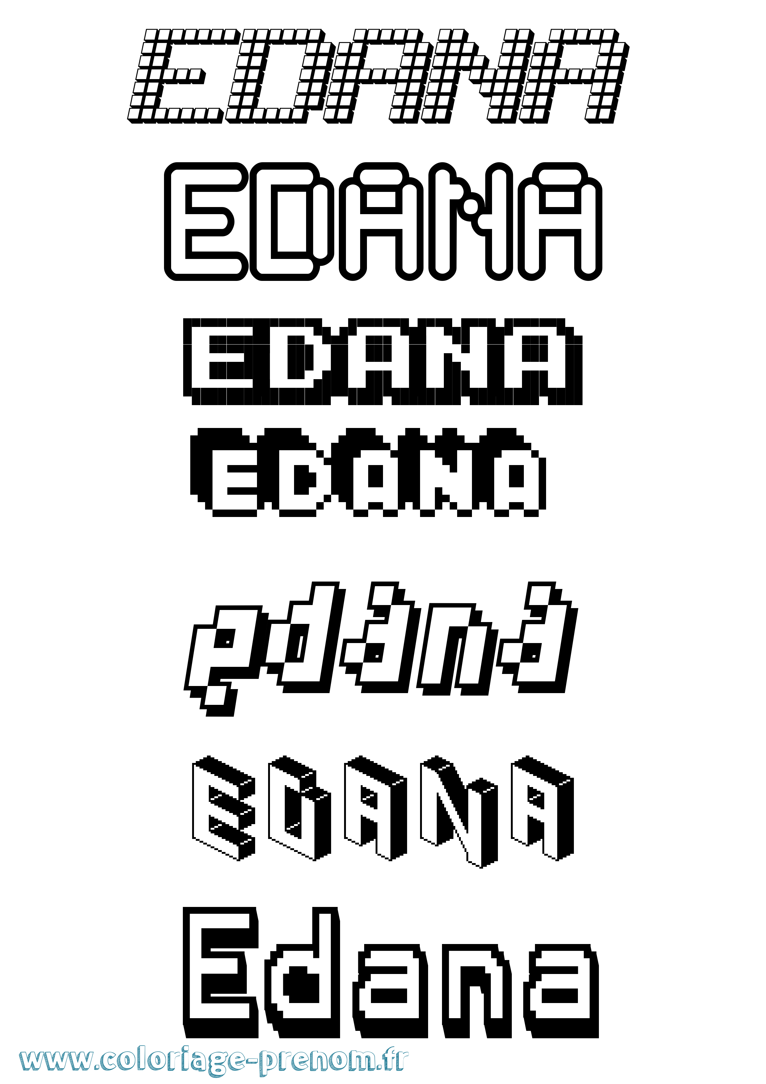 Coloriage Edana Pixel Coloriage prénom Edana Pixel
