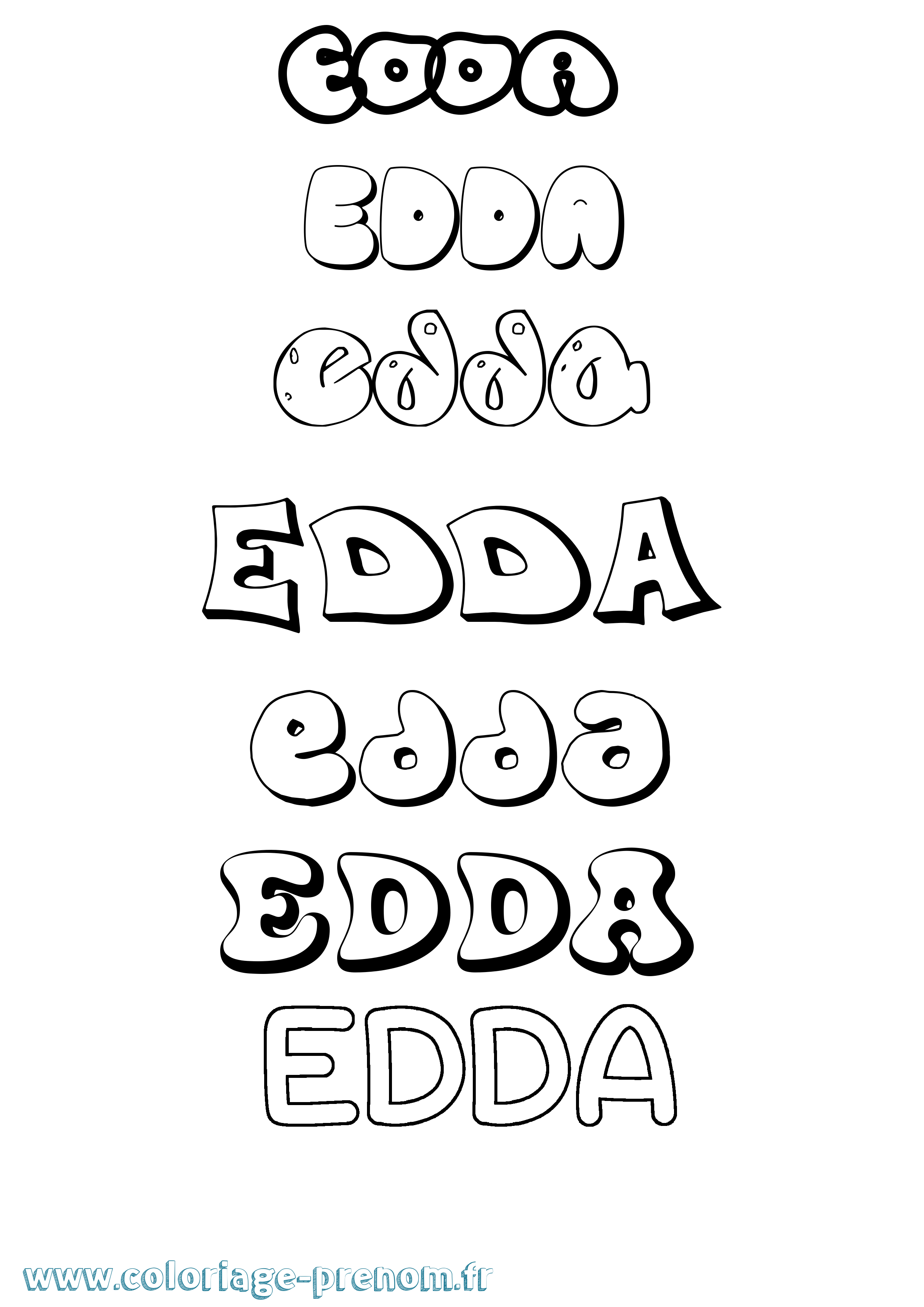 Coloriage prénom Edda Bubble
