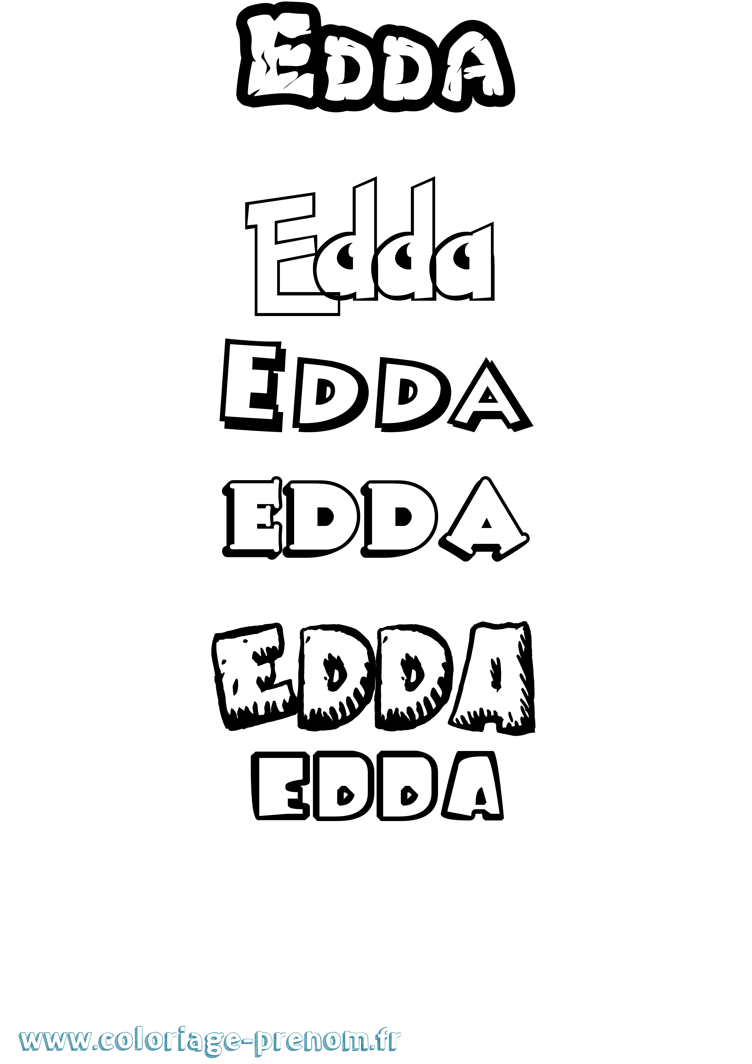 Coloriage prénom Edda Dessin Animé