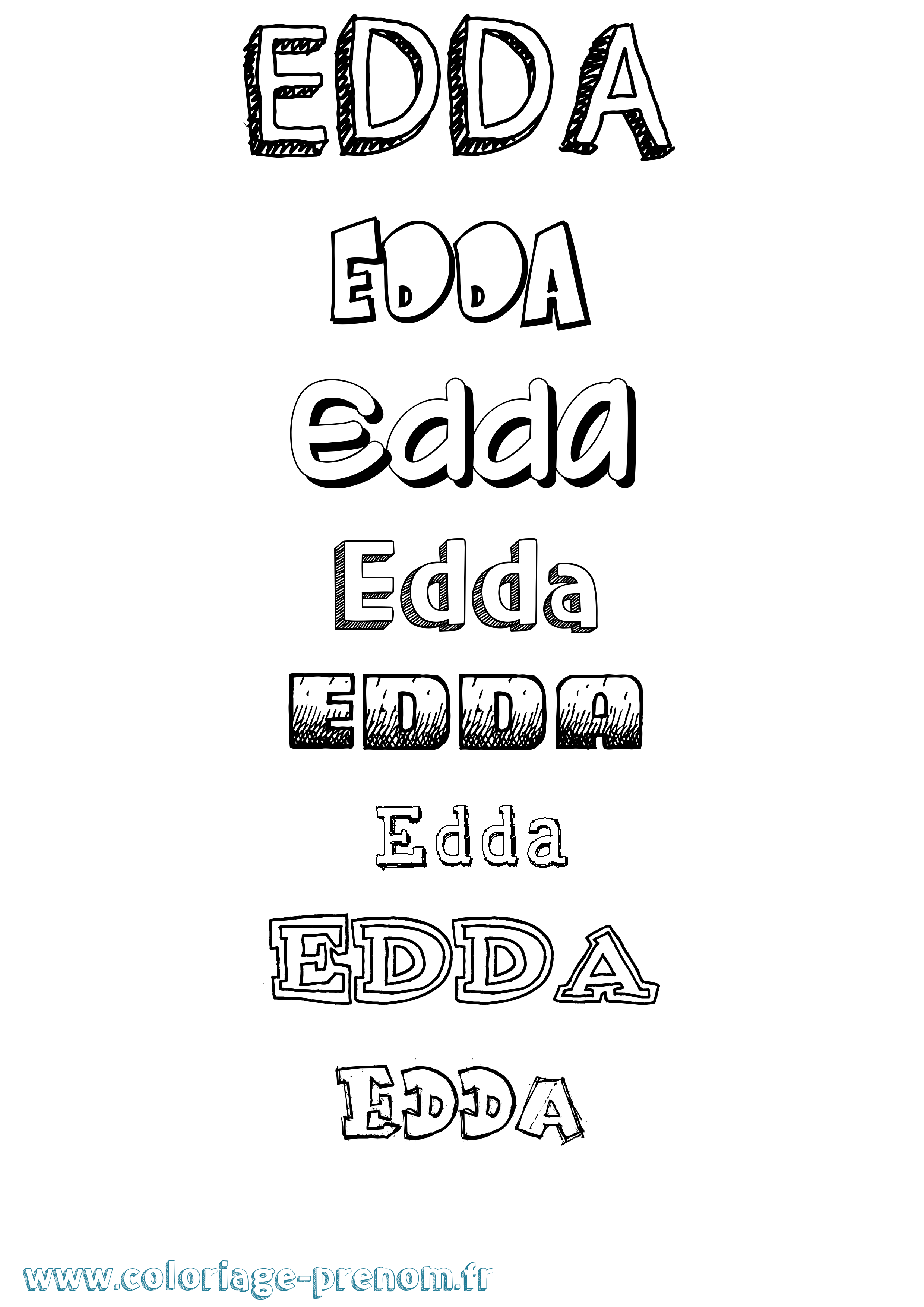 Coloriage prénom Edda Dessiné
