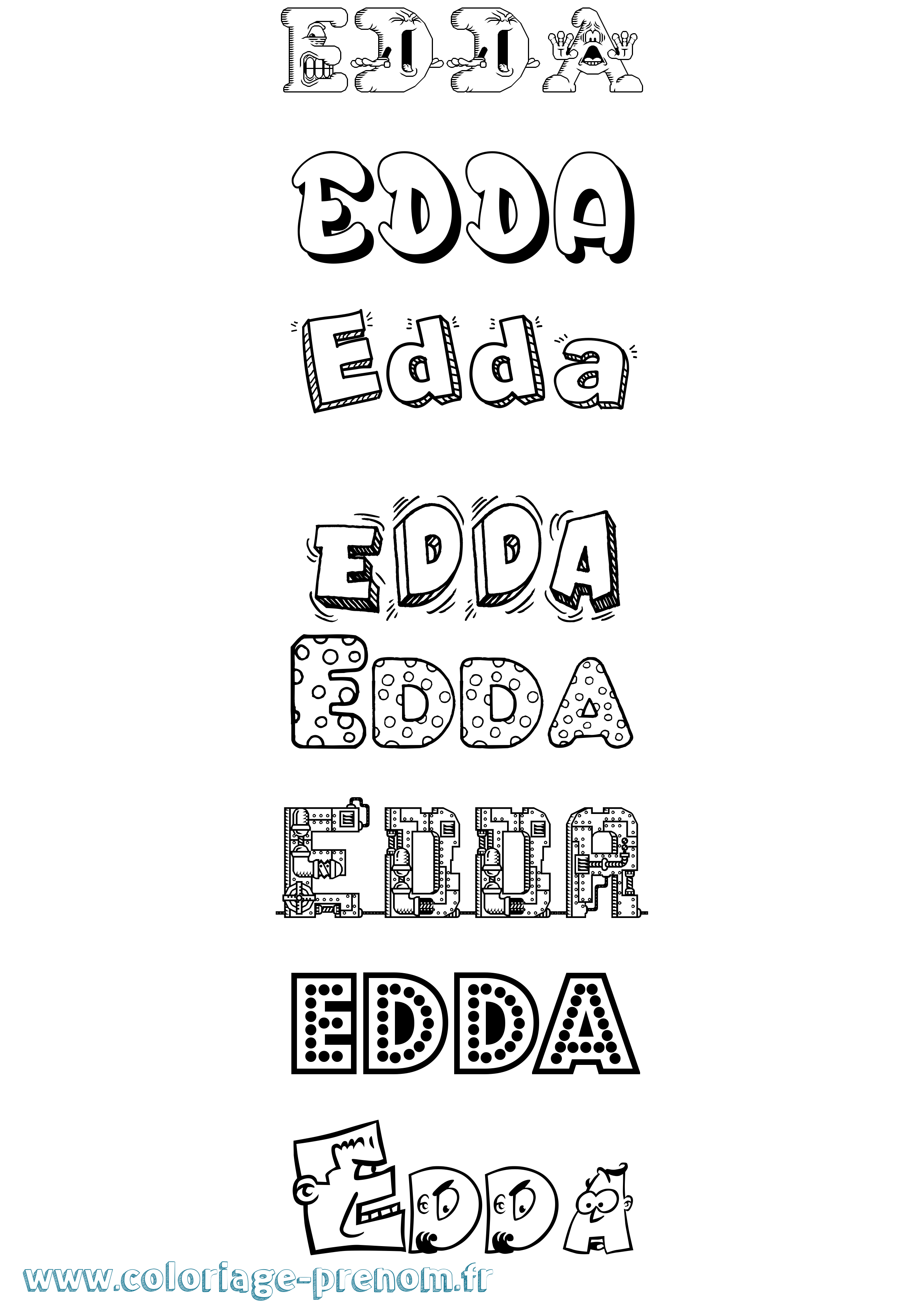 Coloriage prénom Edda Fun