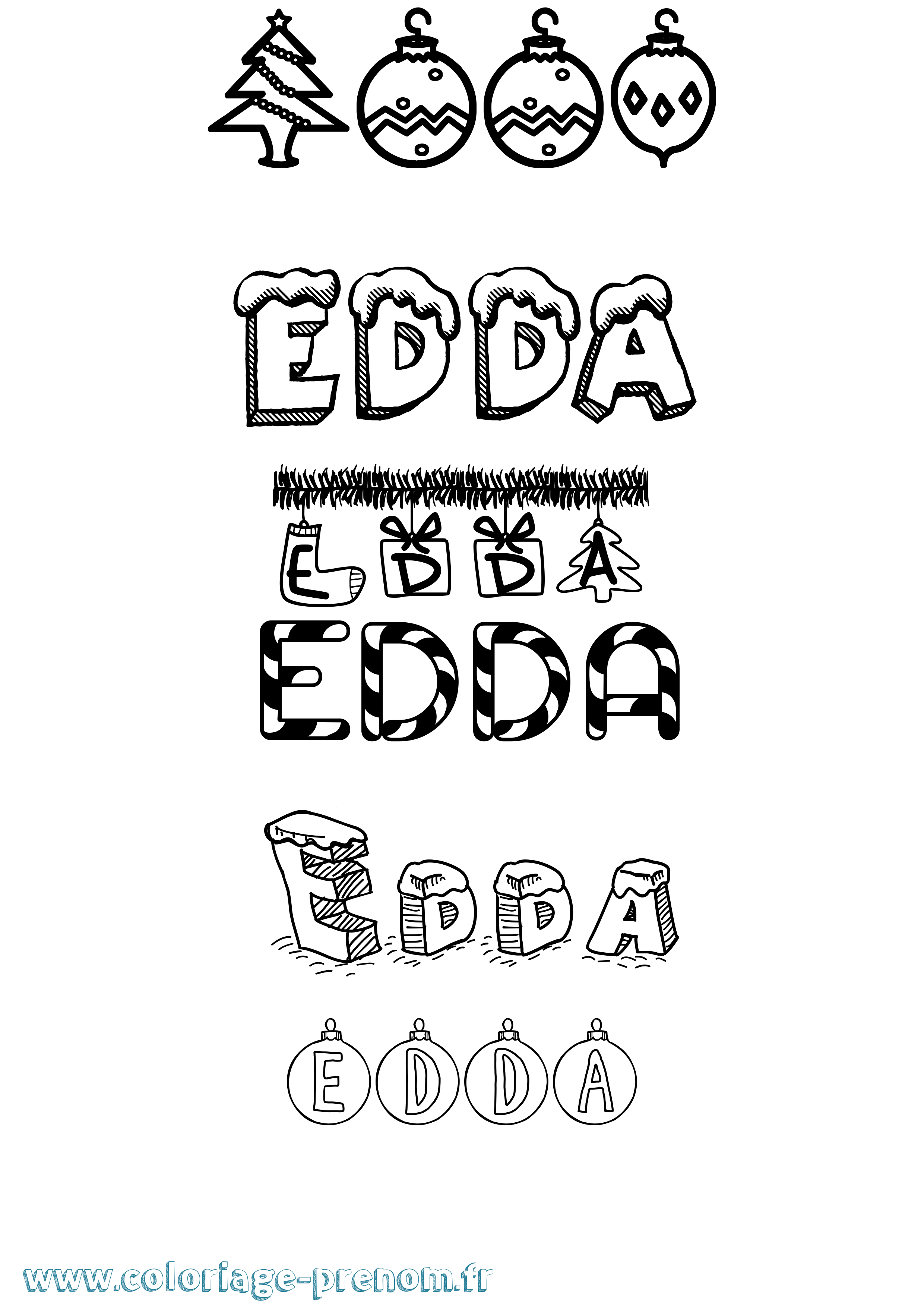 Coloriage prénom Edda Noël