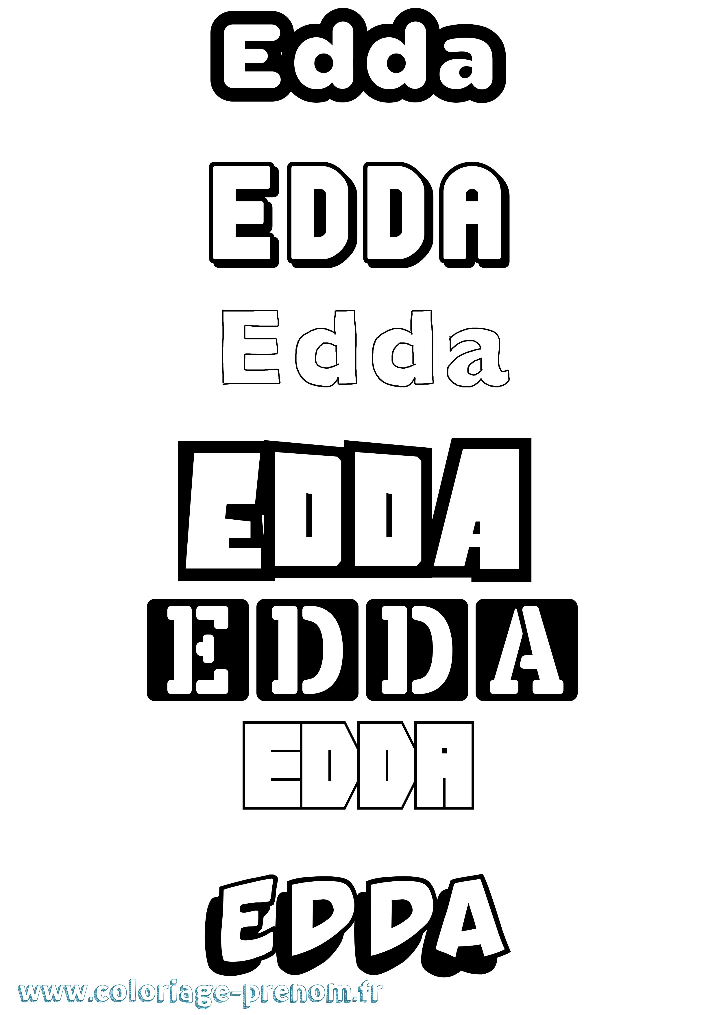 Coloriage prénom Edda Simple