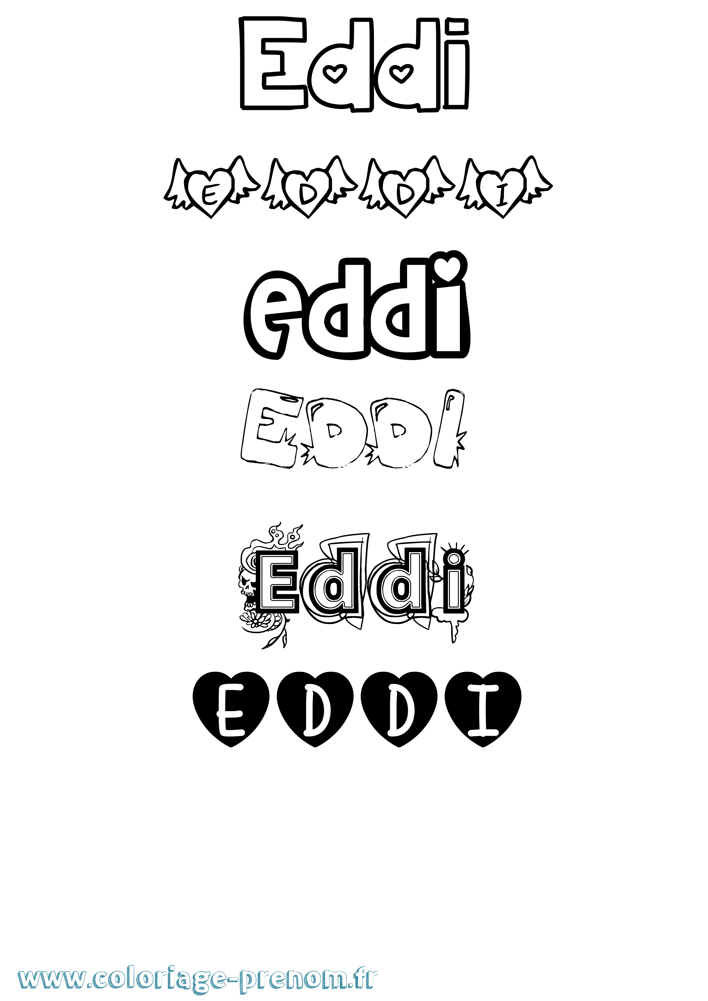 Coloriage prénom Eddi Girly
