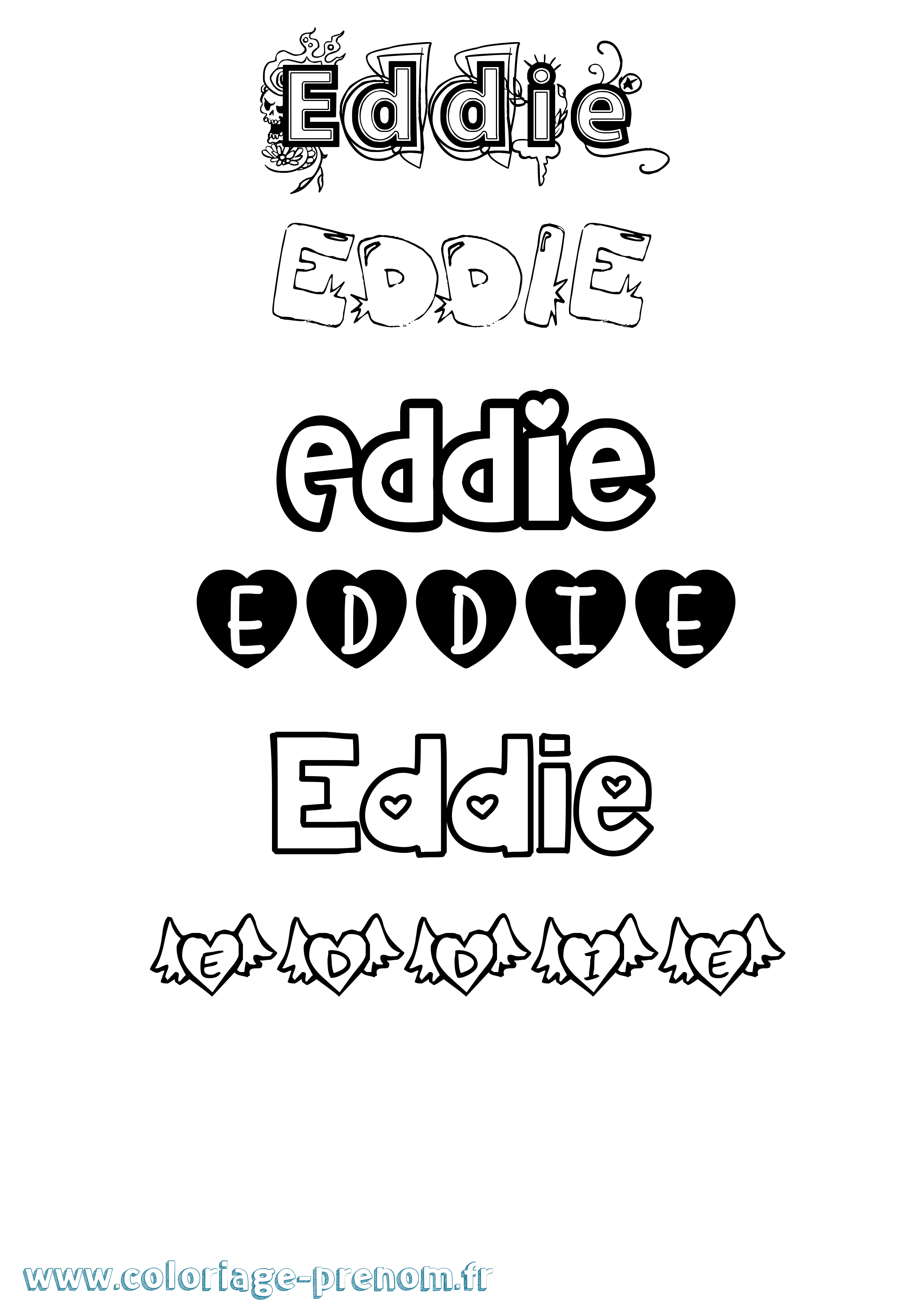 Coloriage prénom Eddie Girly