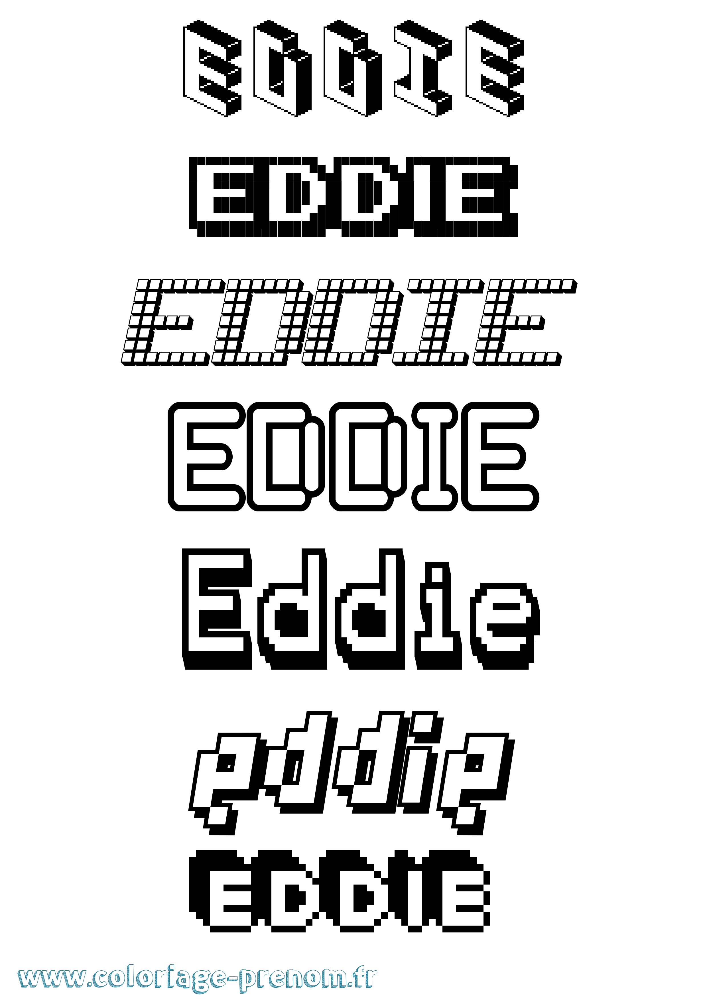 Coloriage prénom Eddie Pixel